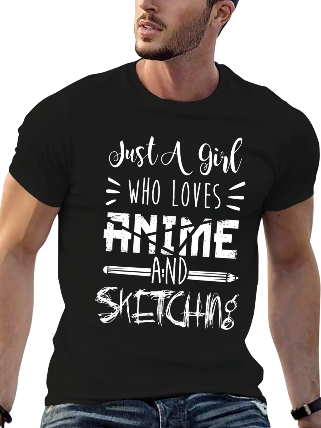 Anime & Sketching Black Graphic Tee