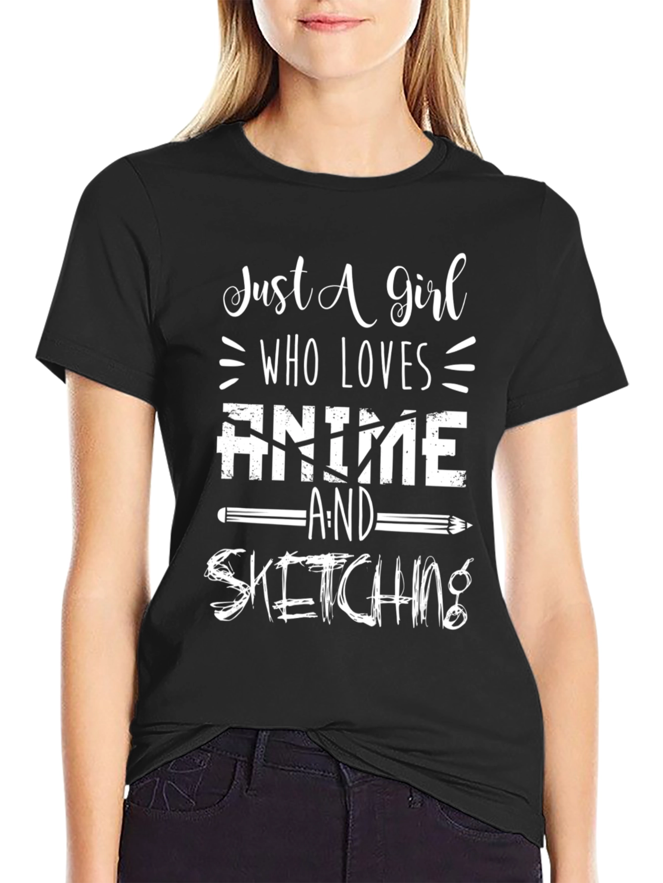 Anime & Sketching Black Graphic Tee