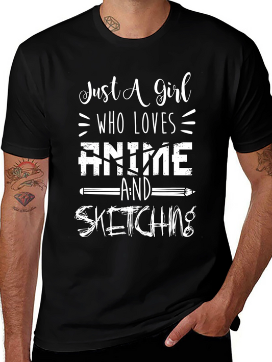 Anime & Sketching Black Graphic Tee