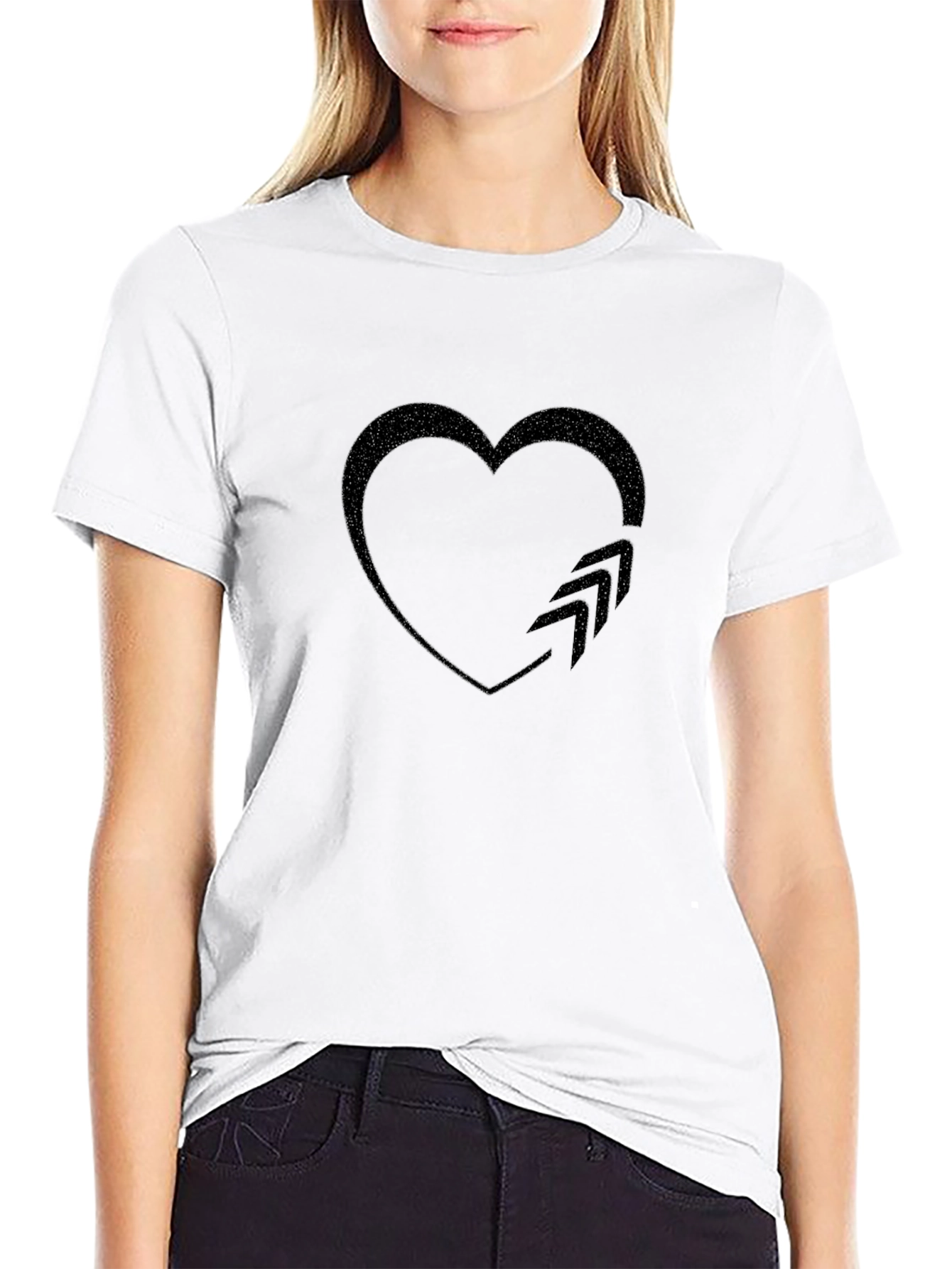 Heart Arrow Graphic Black T-Shirt