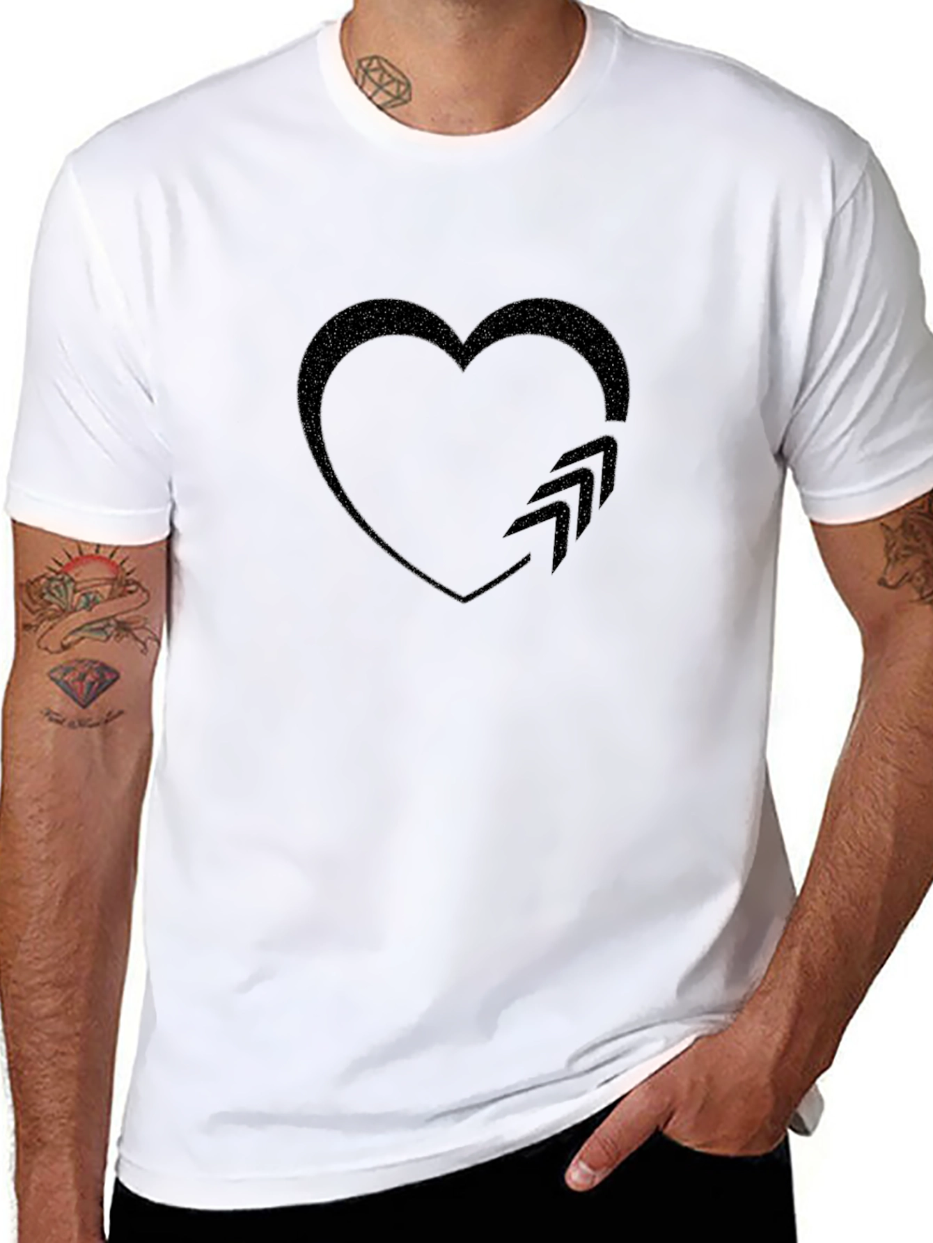 Heart Arrow Graphic Black T-Shirt