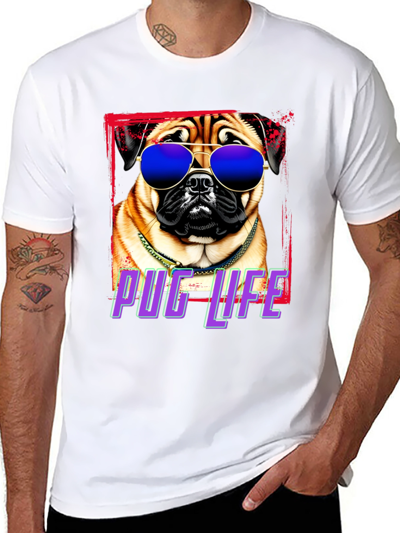 Pug Life T-Shirt - Cool Dog in Shades