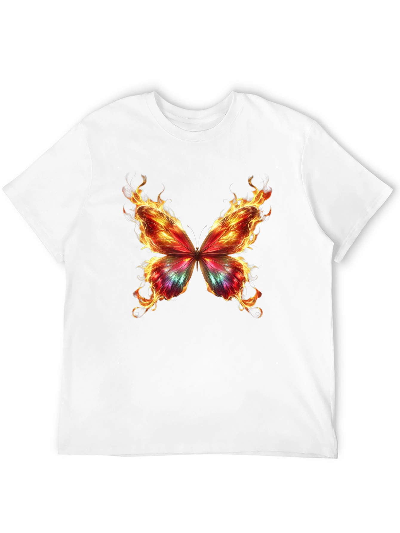Flaming Butterfly Graphic Tee - Cool Black T-Shirt