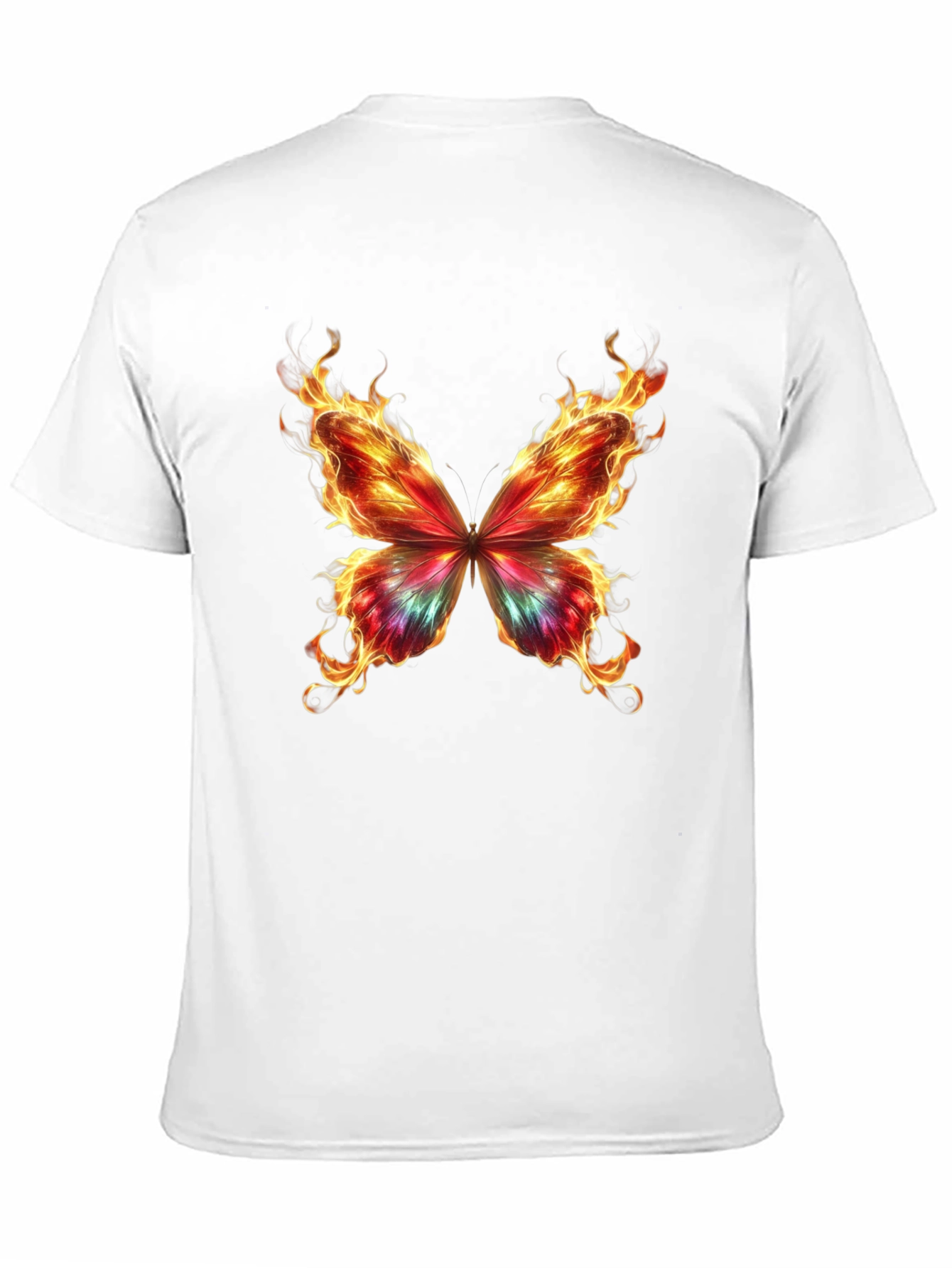 Flaming Butterfly Graphic Tee - Cool Black T-Shirt