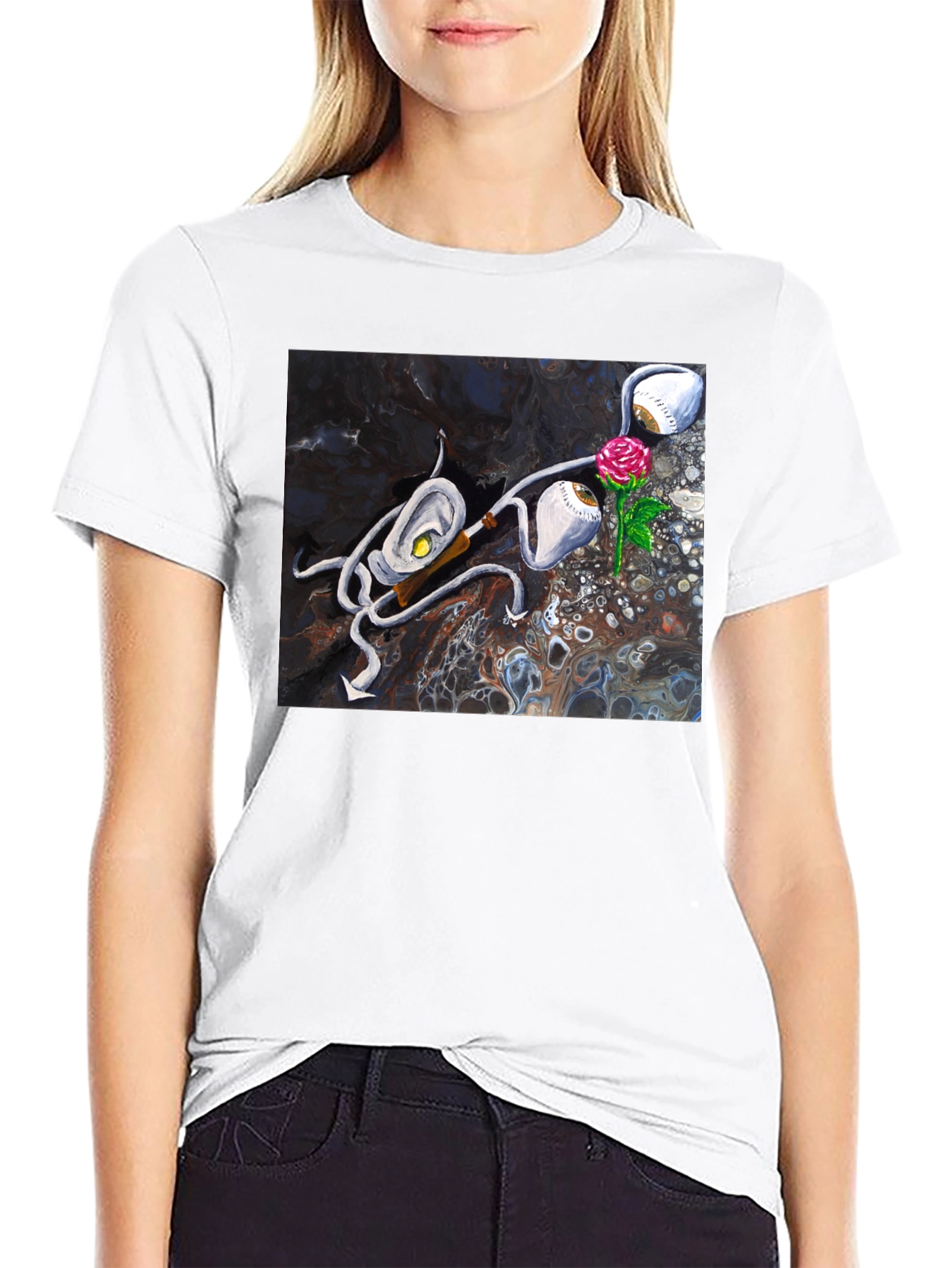Abstract Rose & Eye T-Shirt - Unique Graphic Tee
