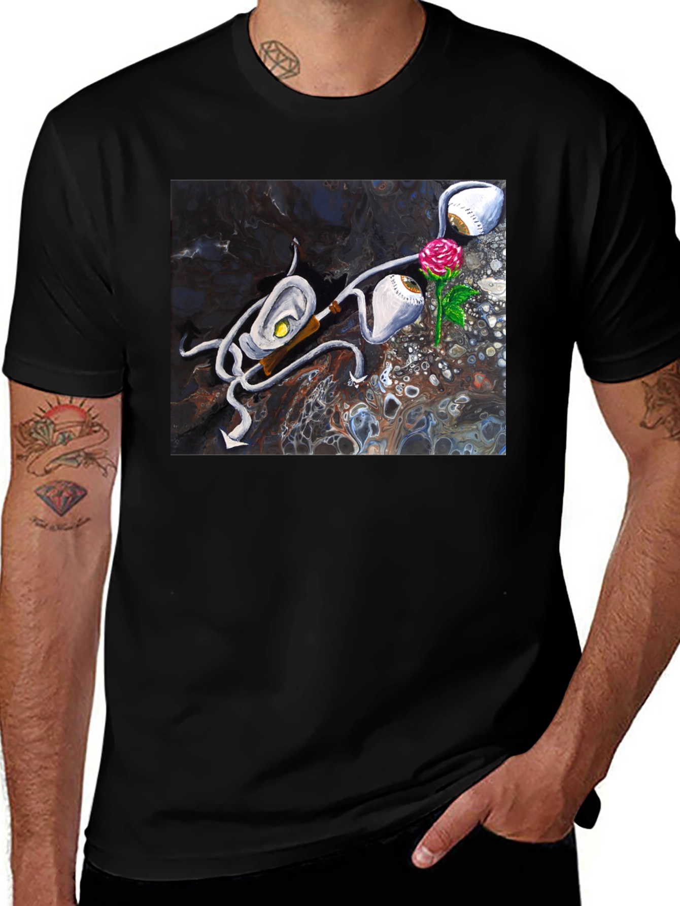 Abstract Rose & Eye T-Shirt - Unique Graphic Tee