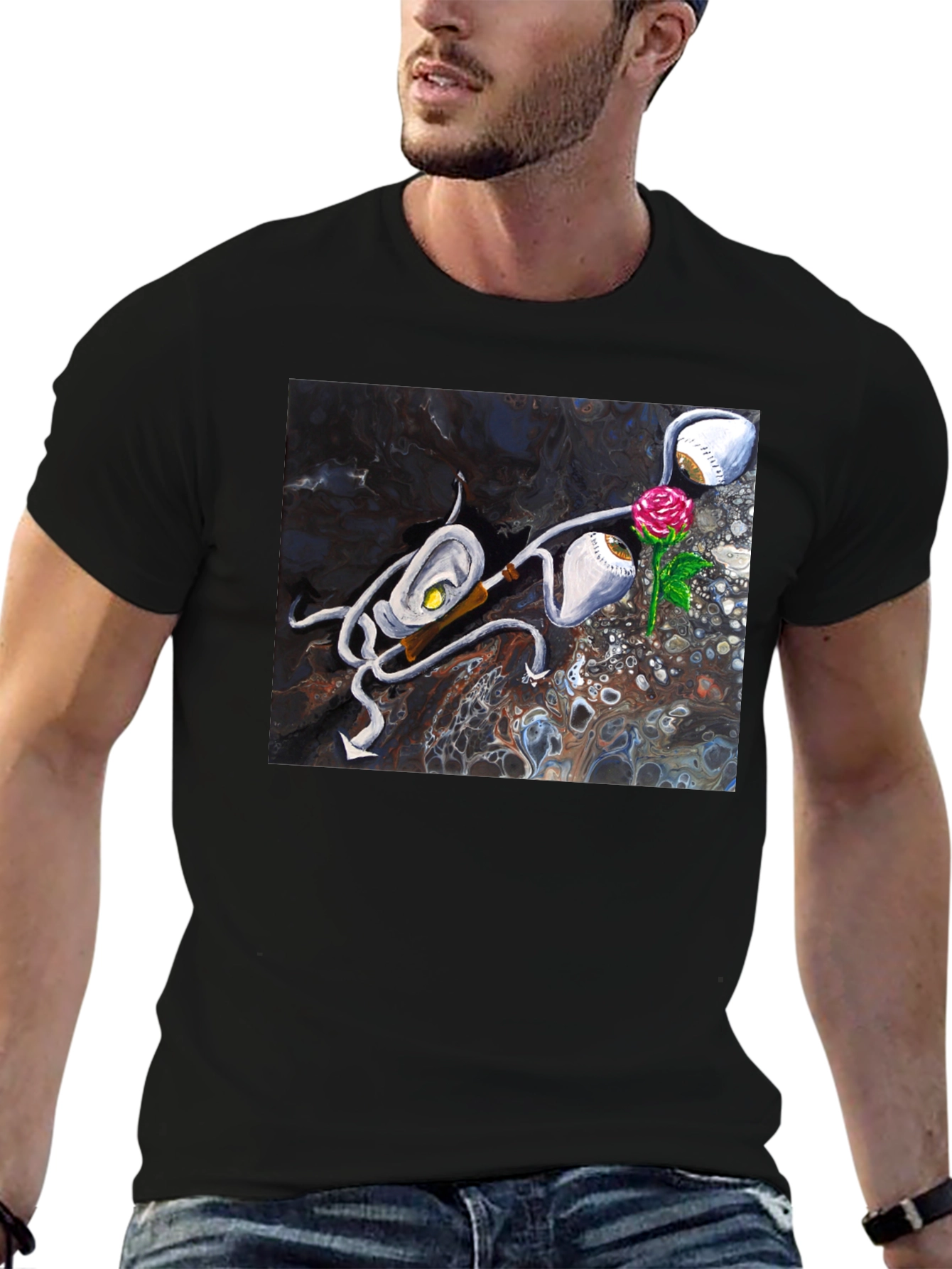 Abstract Rose & Eye T-Shirt - Unique Graphic Tee