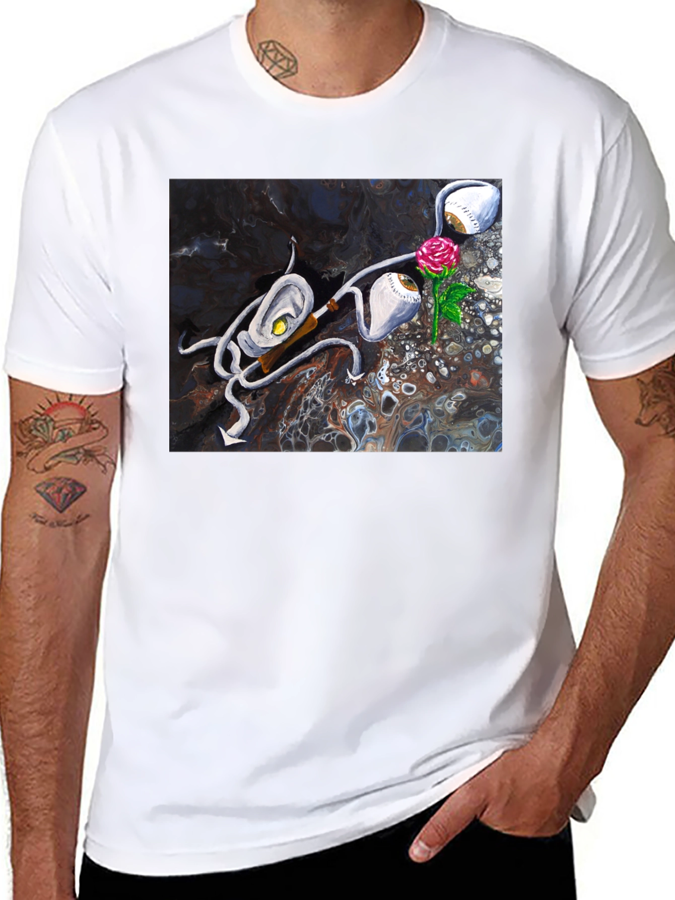 Abstract Rose & Eye T-Shirt - Unique Graphic Tee