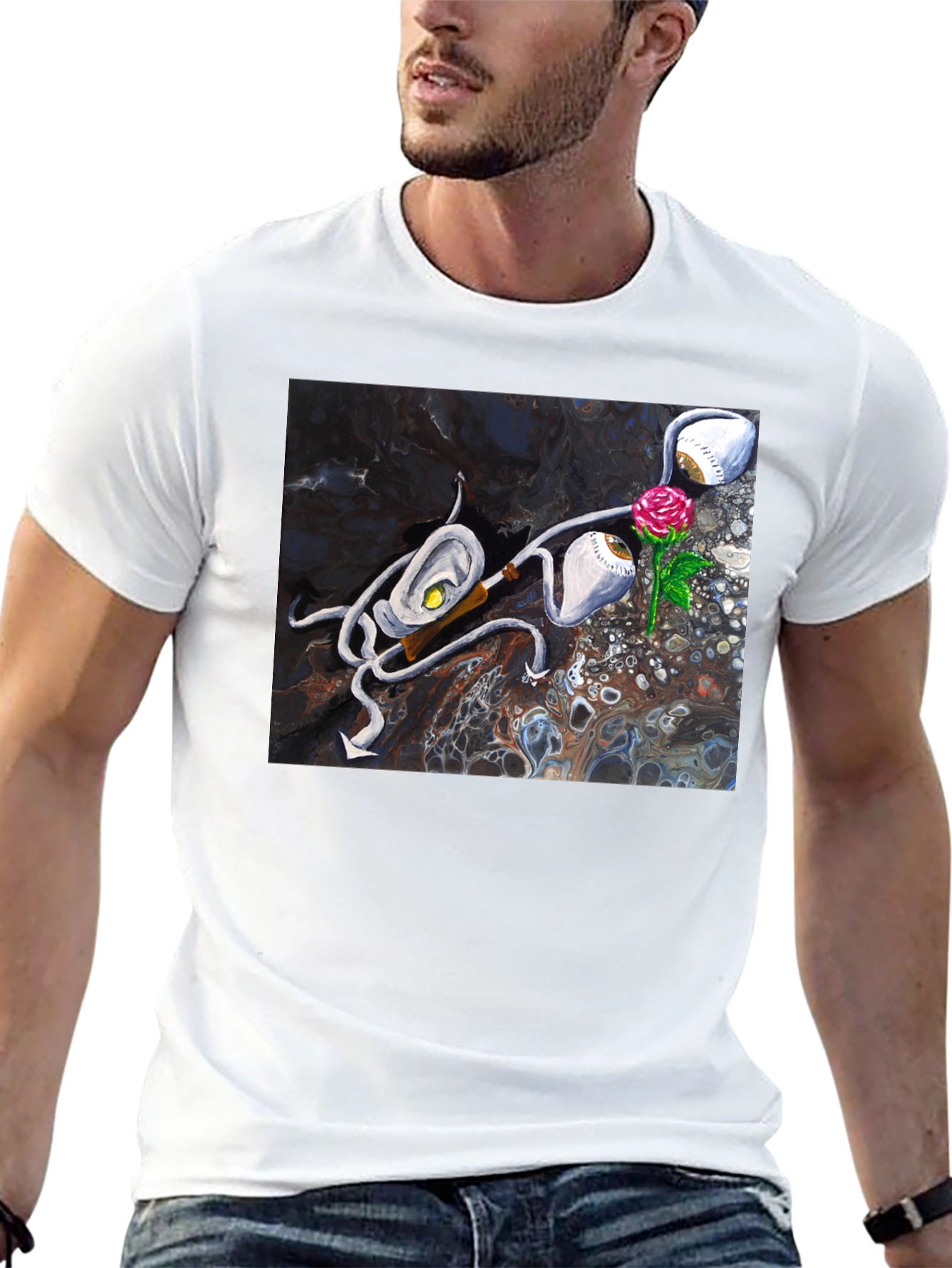 Abstract Rose & Eye T-Shirt - Unique Graphic Tee