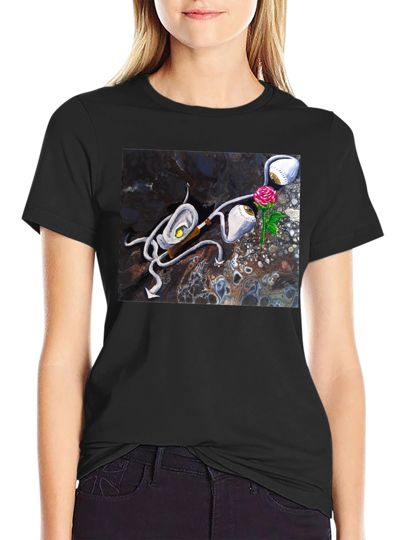 Abstract Rose & Eye T-Shirt - Unique Graphic Tee