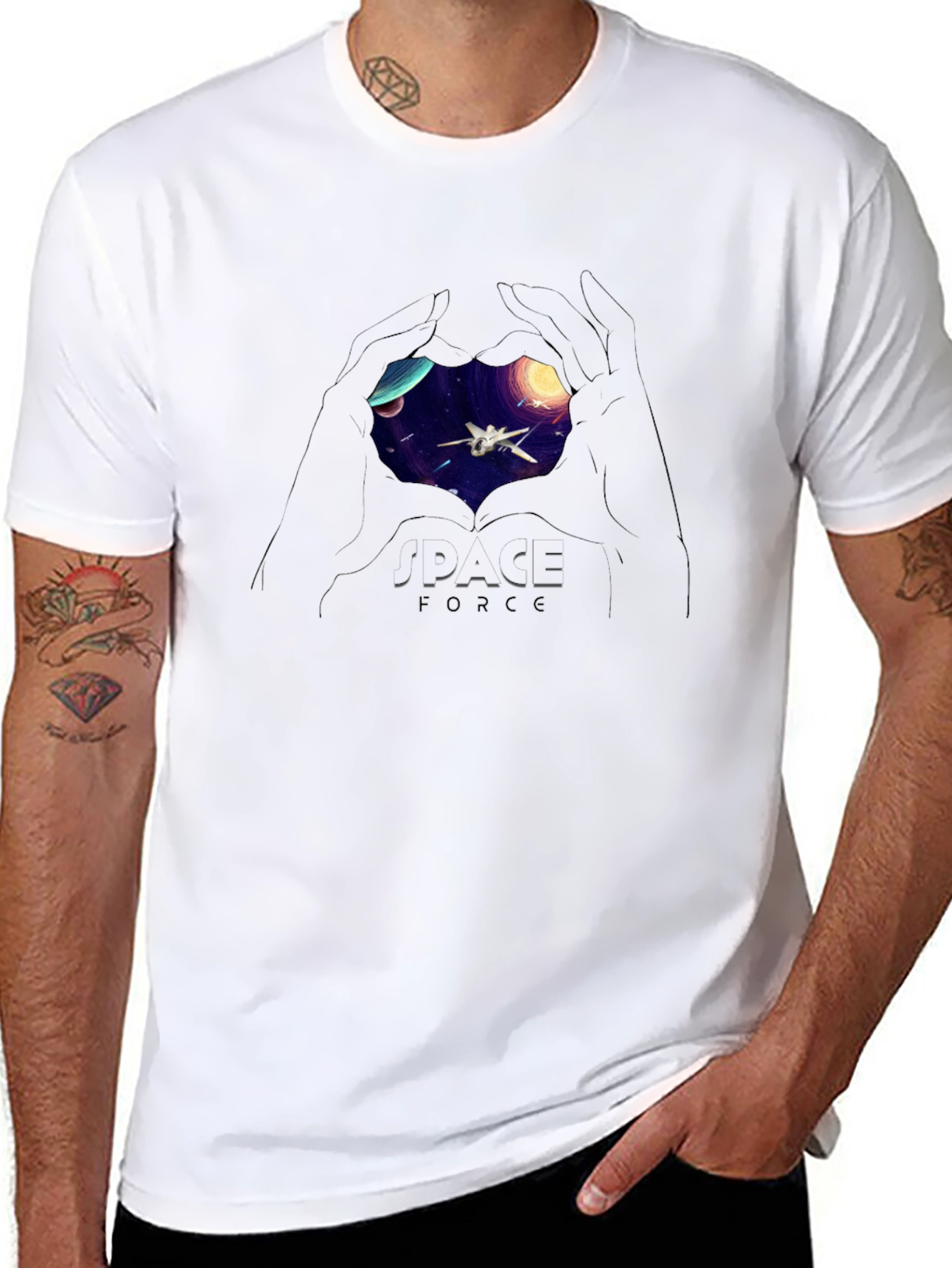 Space Force Graphic T-Shirt - Sci-Fi Heart Design