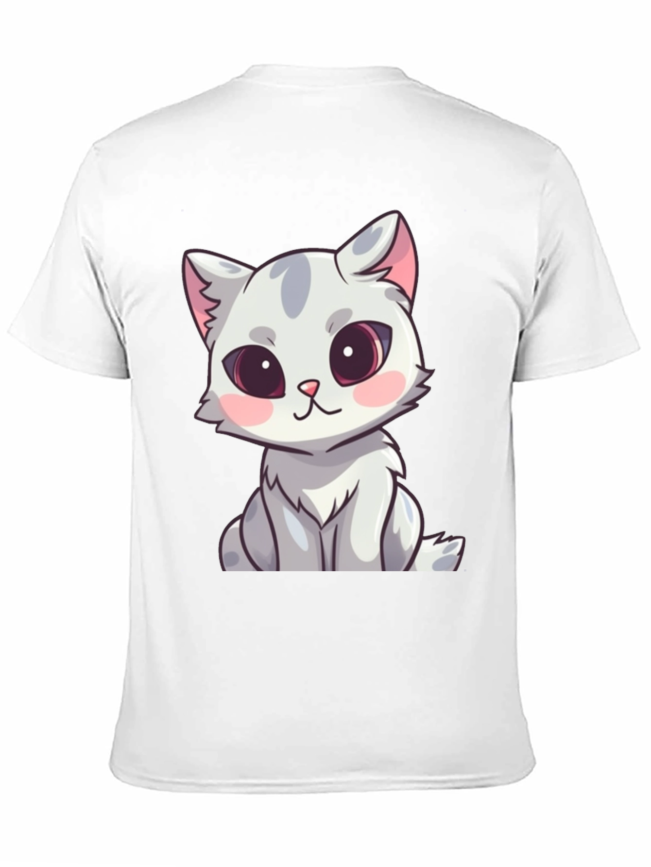 Cute Cartoon Cat Graphic T-Shirt - Black