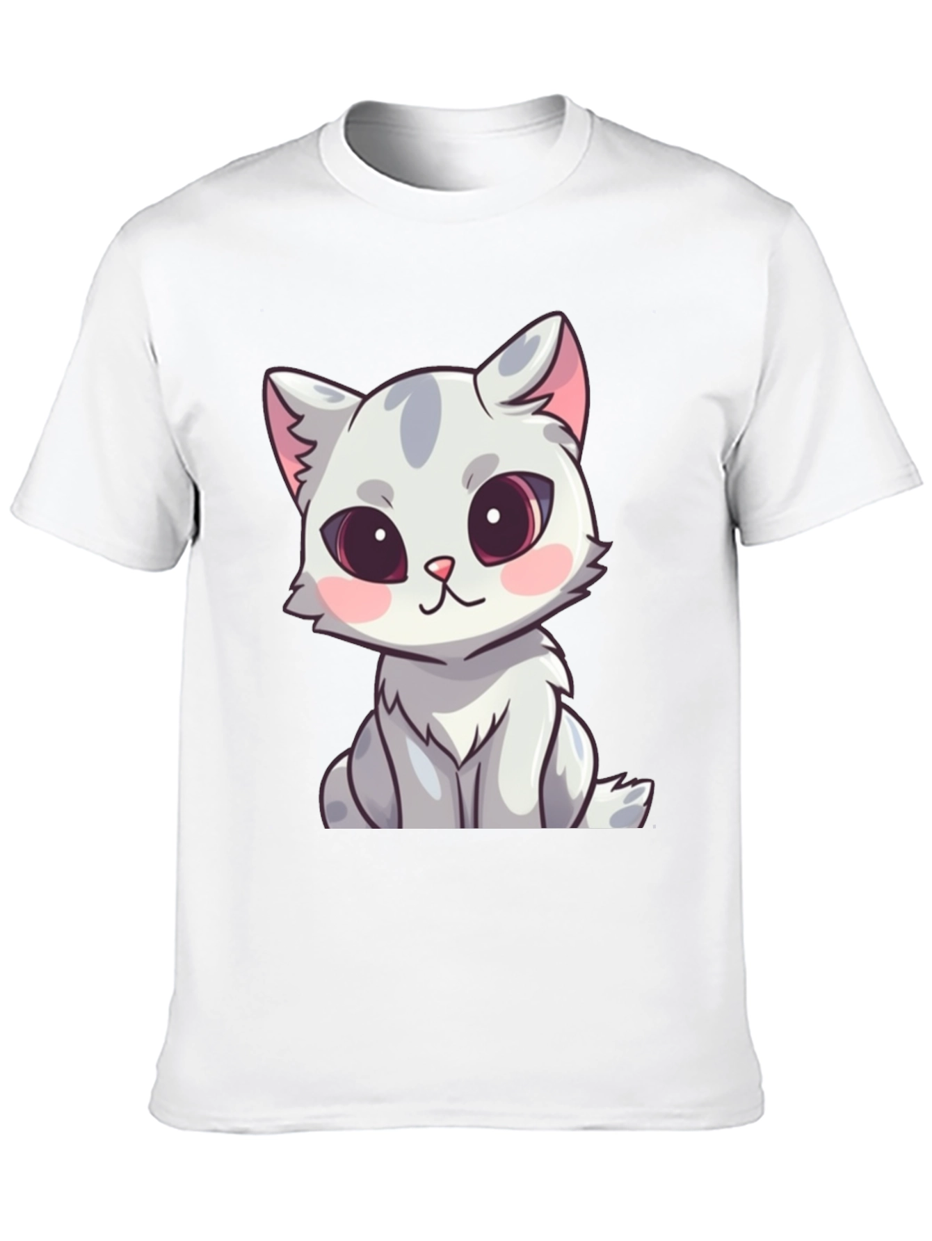 Cute Cartoon Cat Graphic T-Shirt - Black