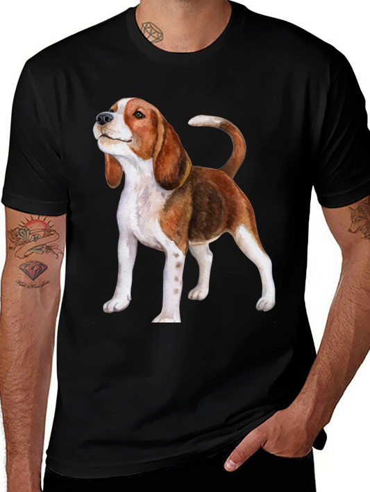 Beagle Dog Graphic Print Black T-Shirt
