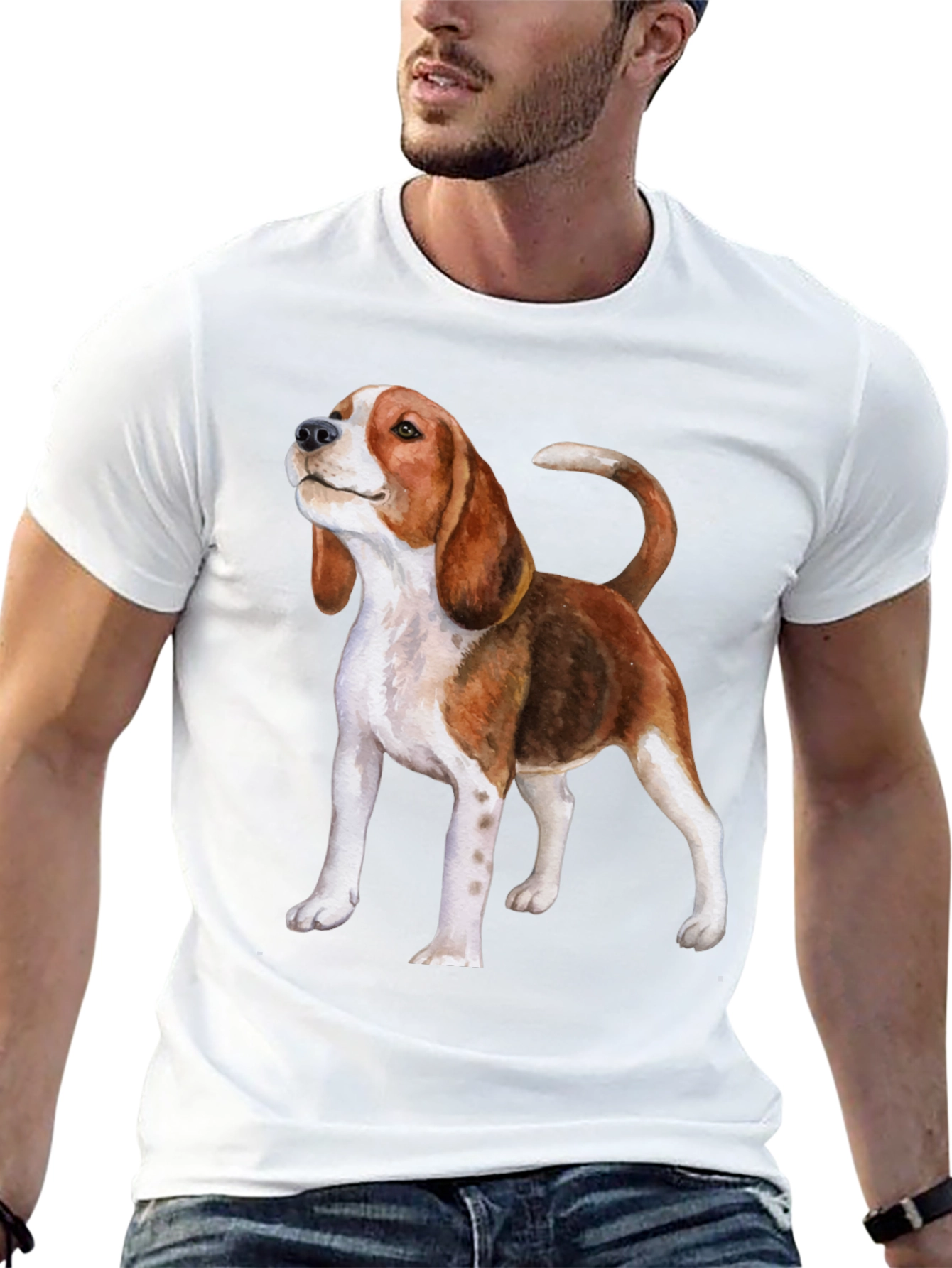 Beagle Dog Graphic Print Black T-Shirt