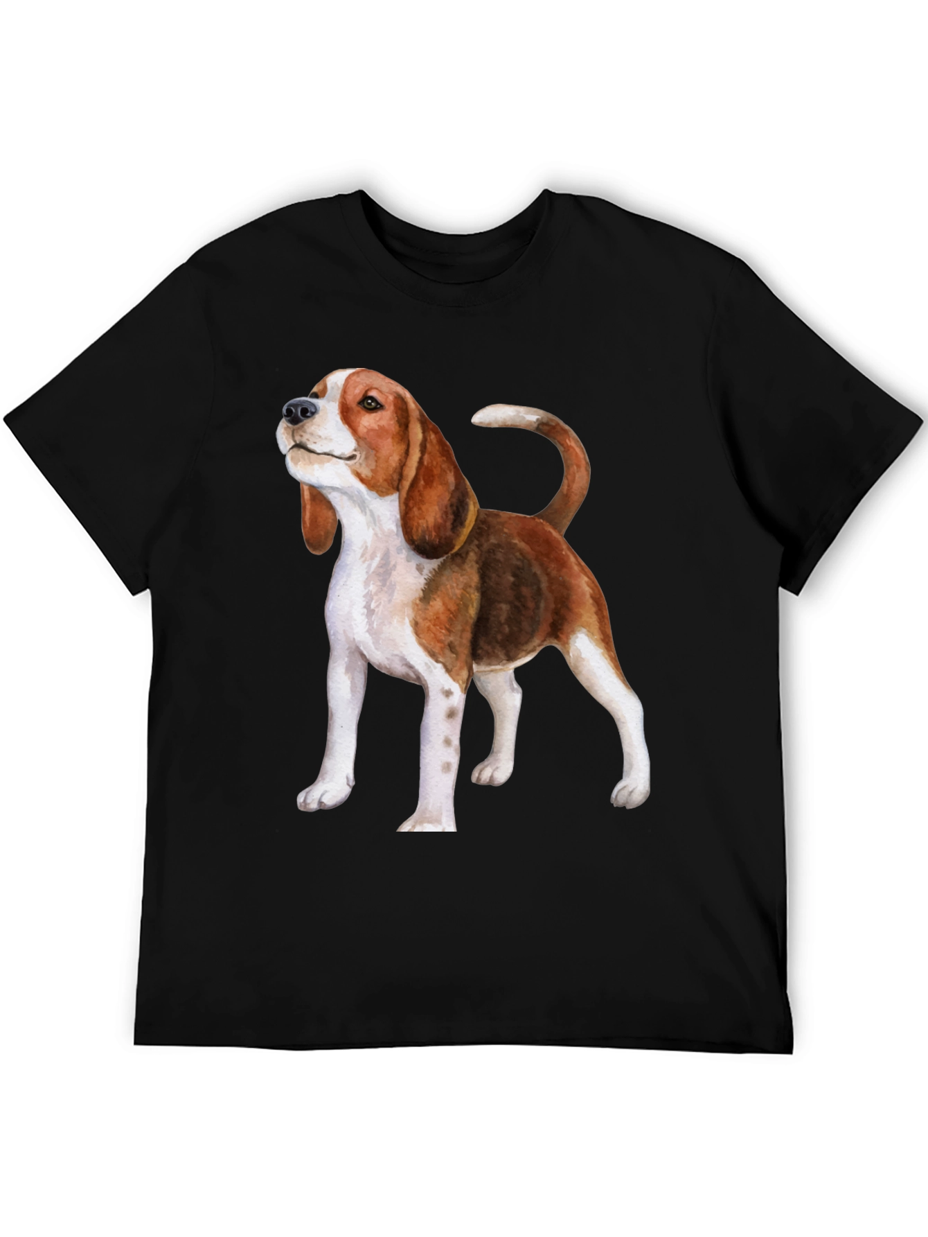 Beagle Dog Graphic Print Black T-Shirt