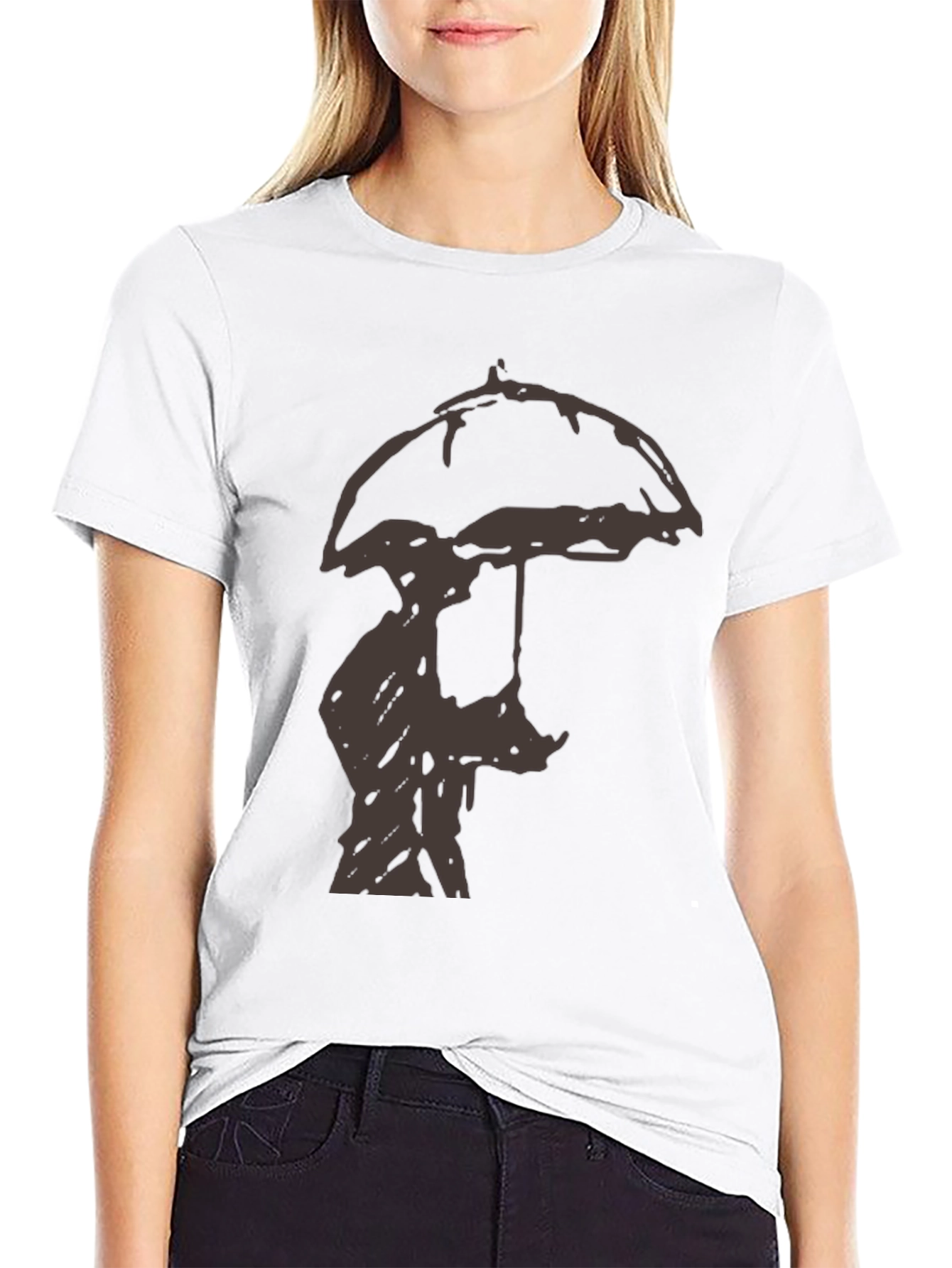 Umbrella Silhouette Graphic Tee - Black