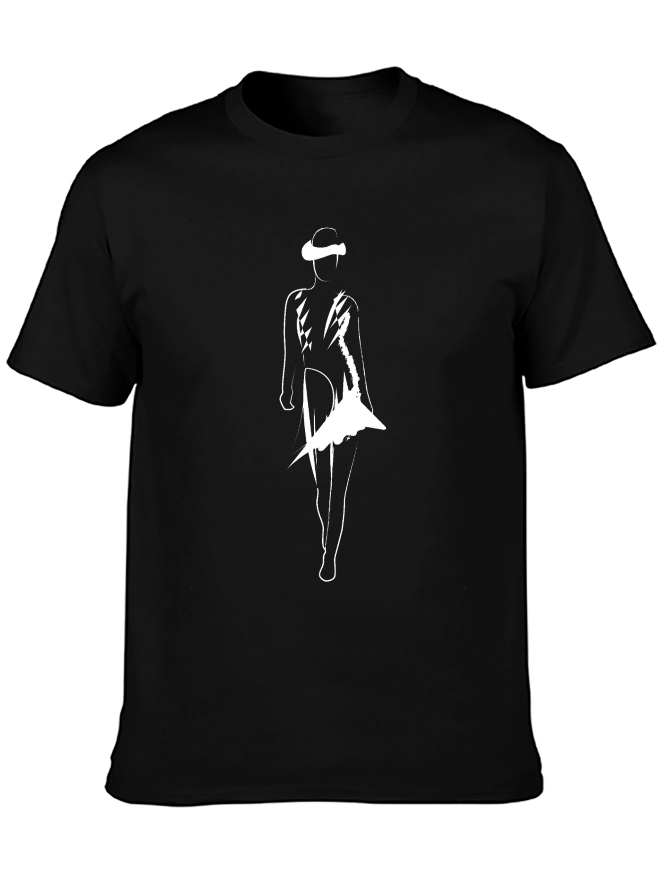 Stylish Black T-Shirt with Abstract Figure Print