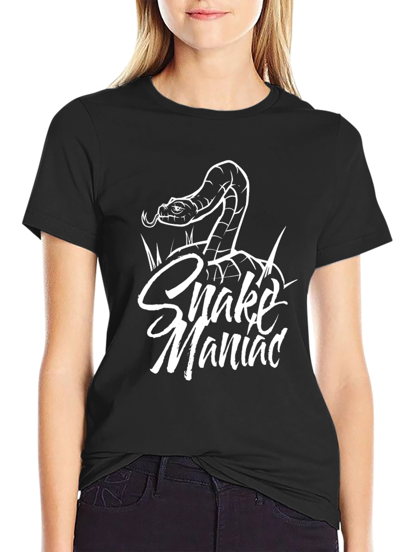 Snake Maniac Graphic Black T-Shirt