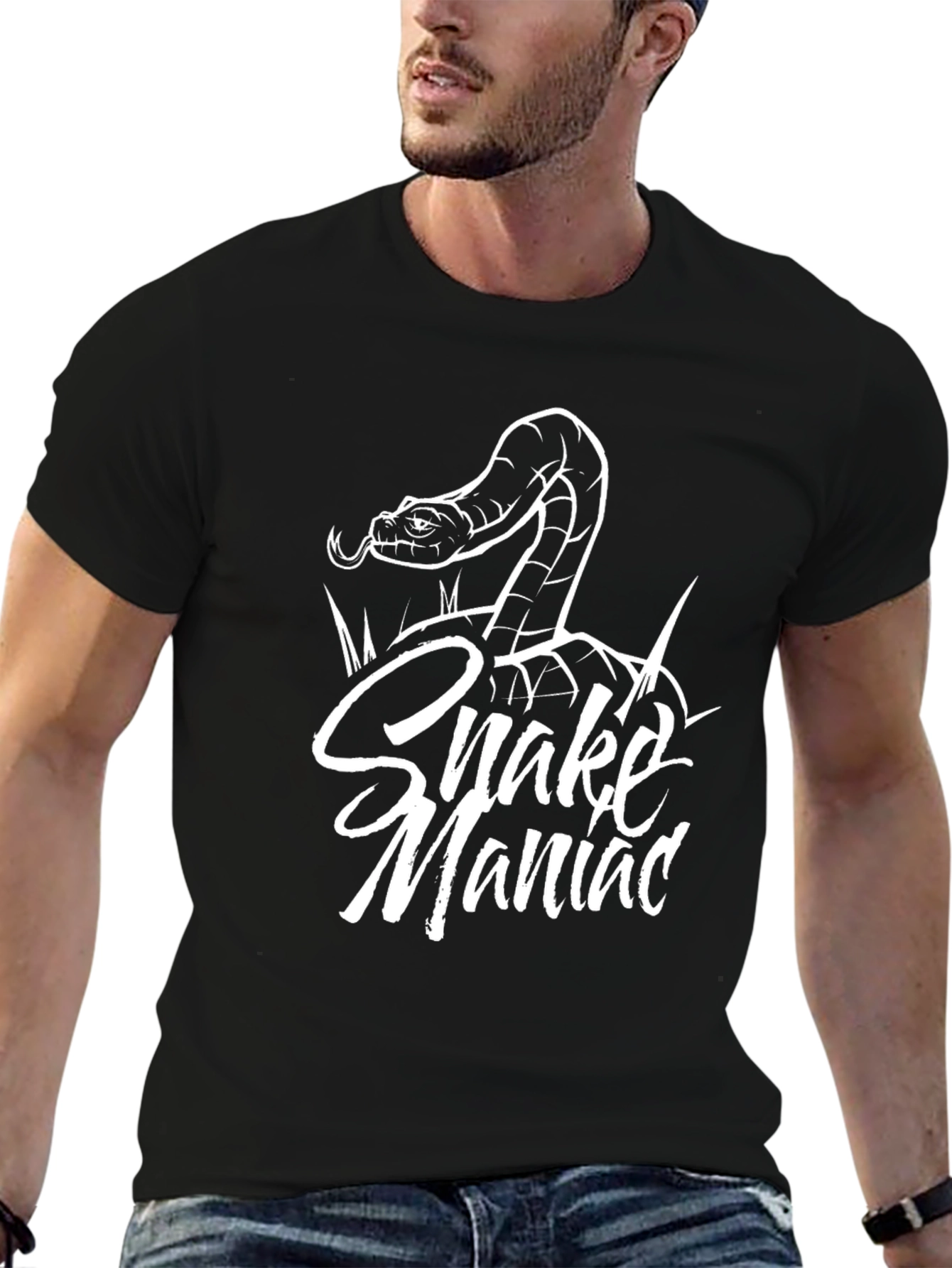 Snake Maniac Graphic Black T-Shirt