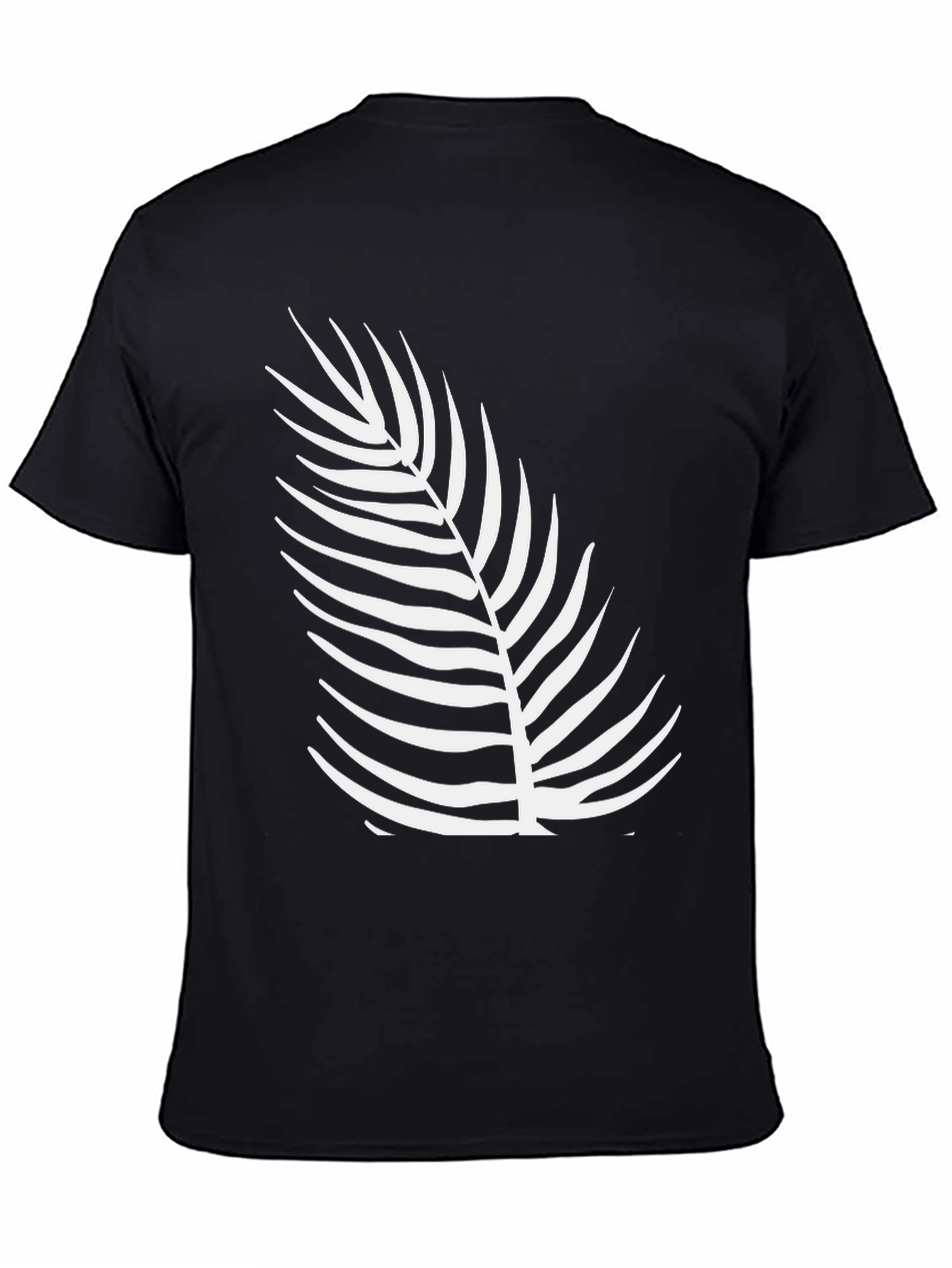 Stylish Black Tee with Tropical Leaf Design
