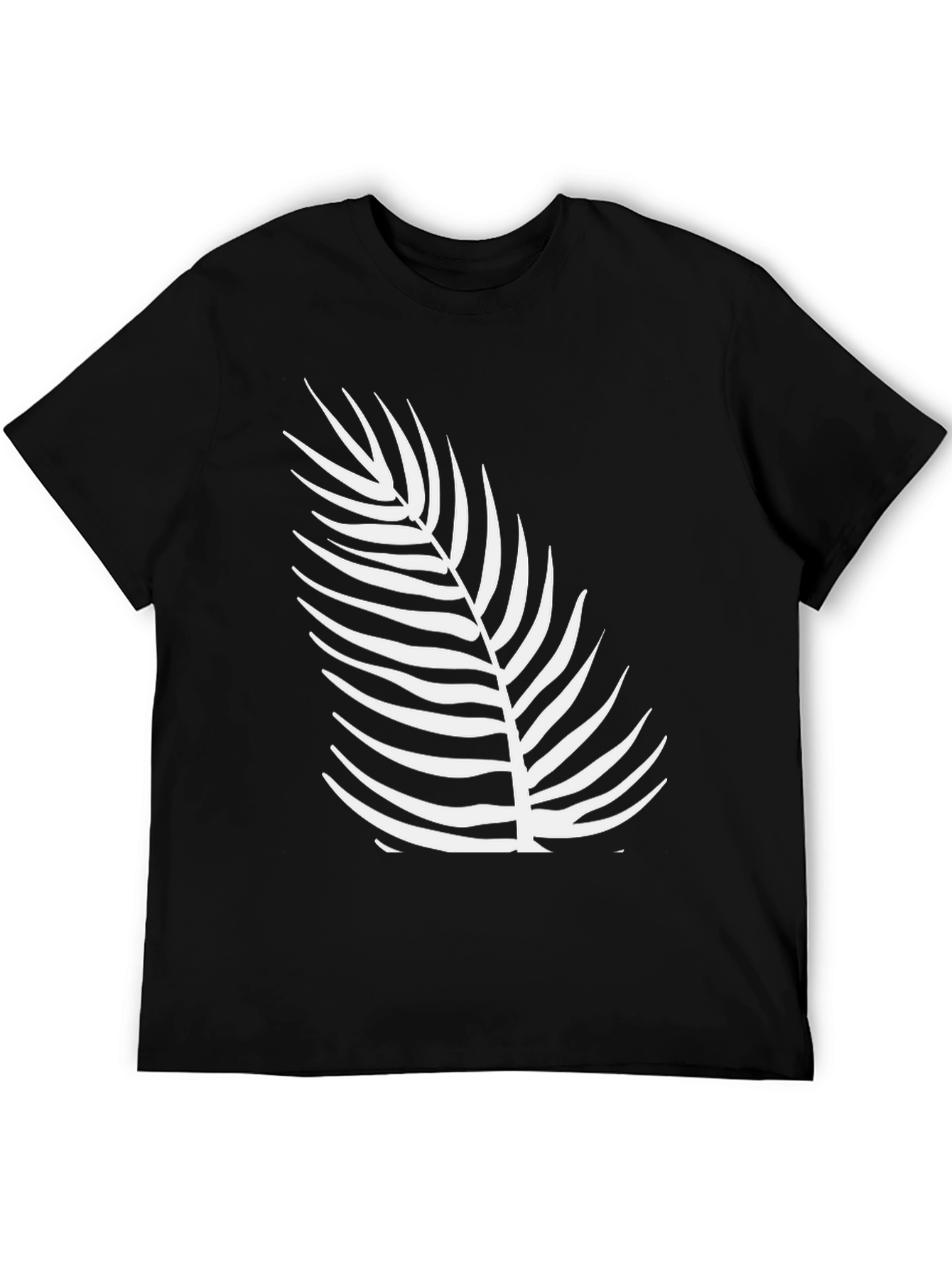 Stylish Black Tee with Tropical Leaf Design