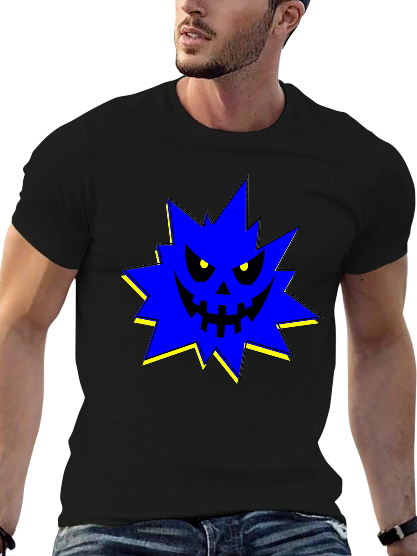 Edgy Spiky Monster Graphic T-Shirt