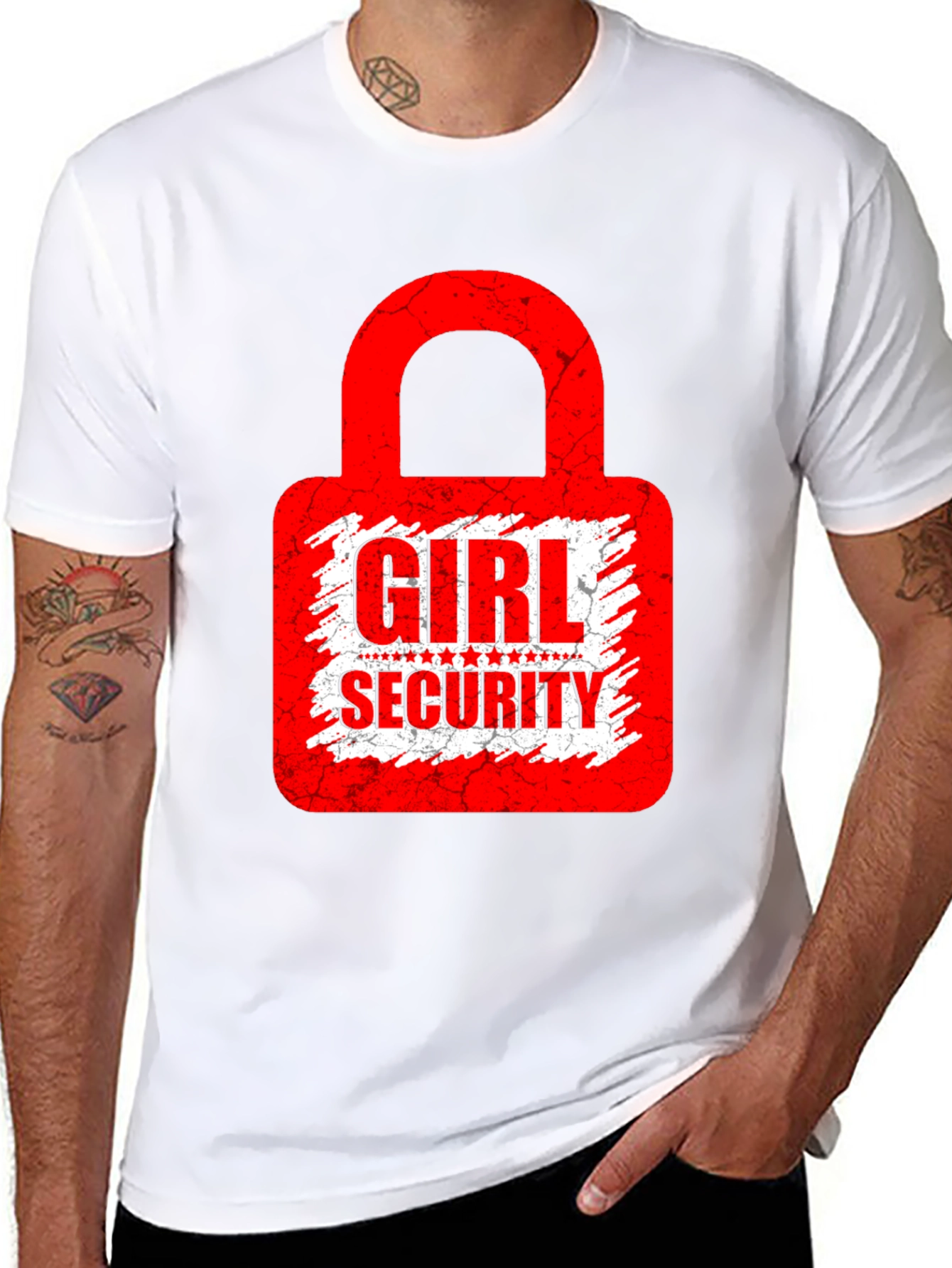 Girl Security Graphic Tee - Black Cotton T-Shirt