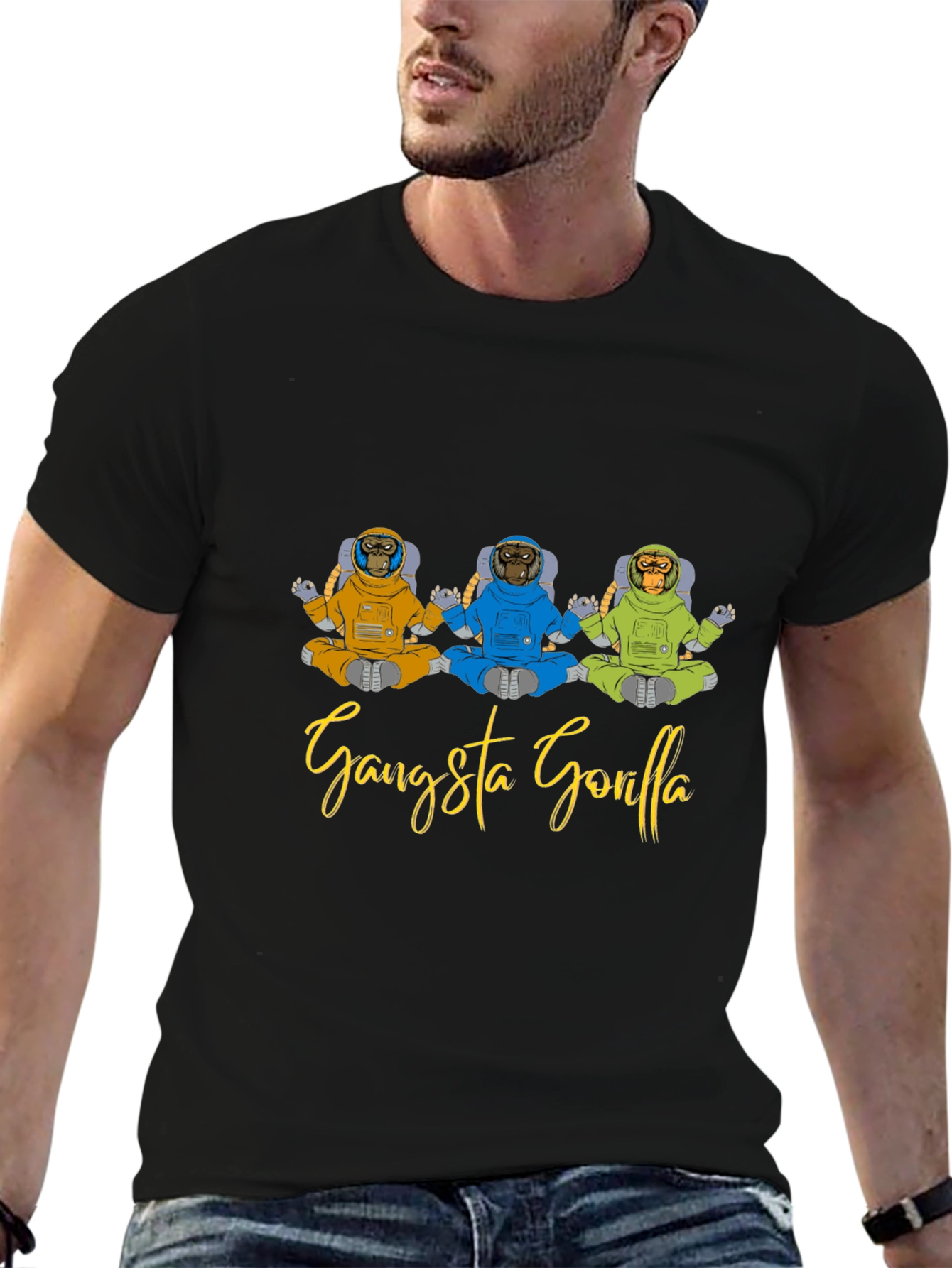 Gangsta Gorilla T-Shirt - Meditating Ape Design