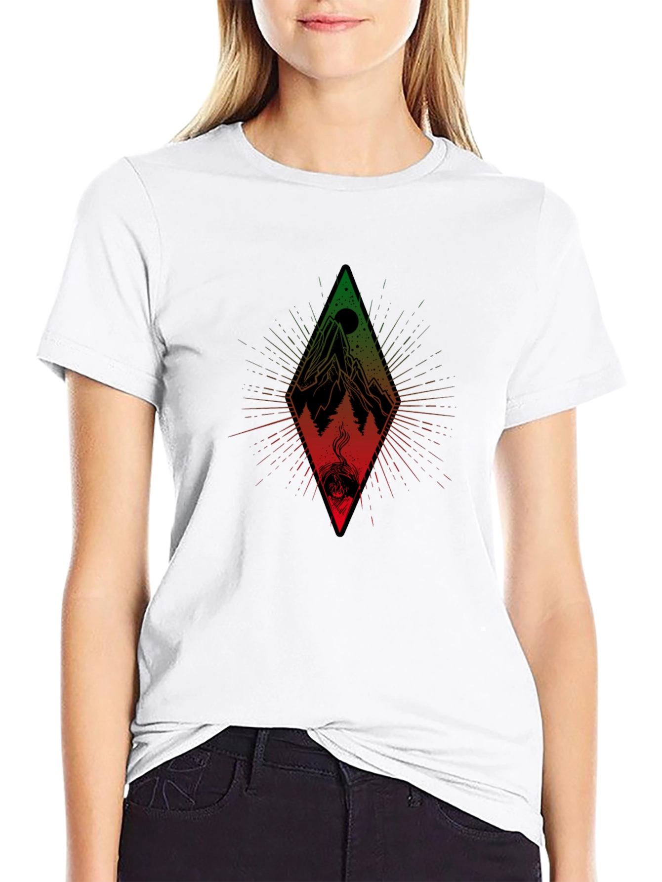 Mountain Diamond Graphic Tee - Black