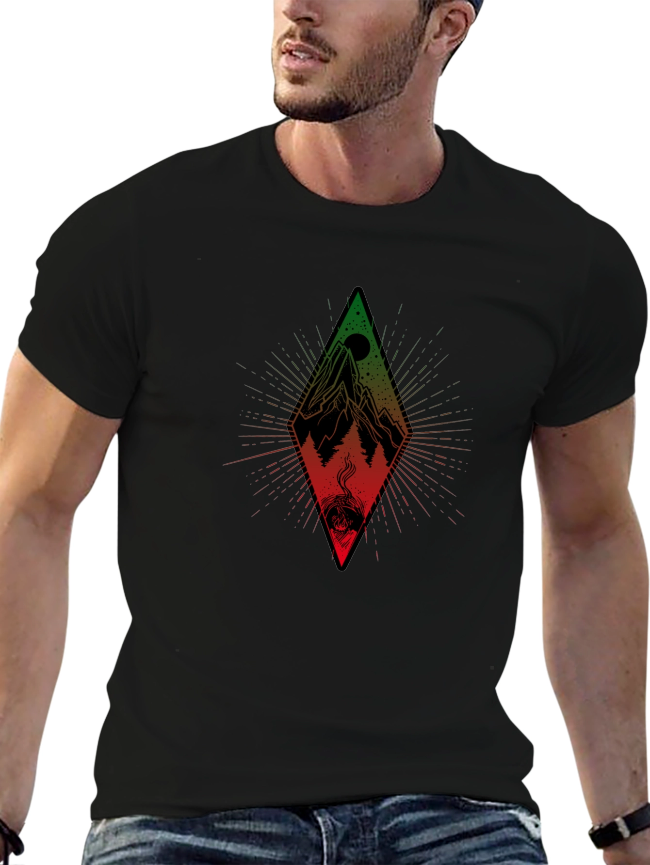 Mountain Diamond Graphic Tee - Black