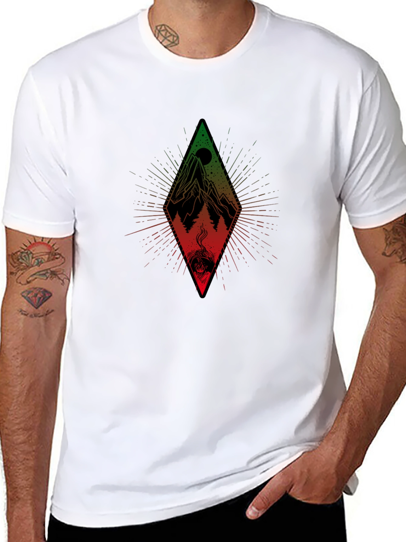 Mountain Diamond Graphic Tee - Black