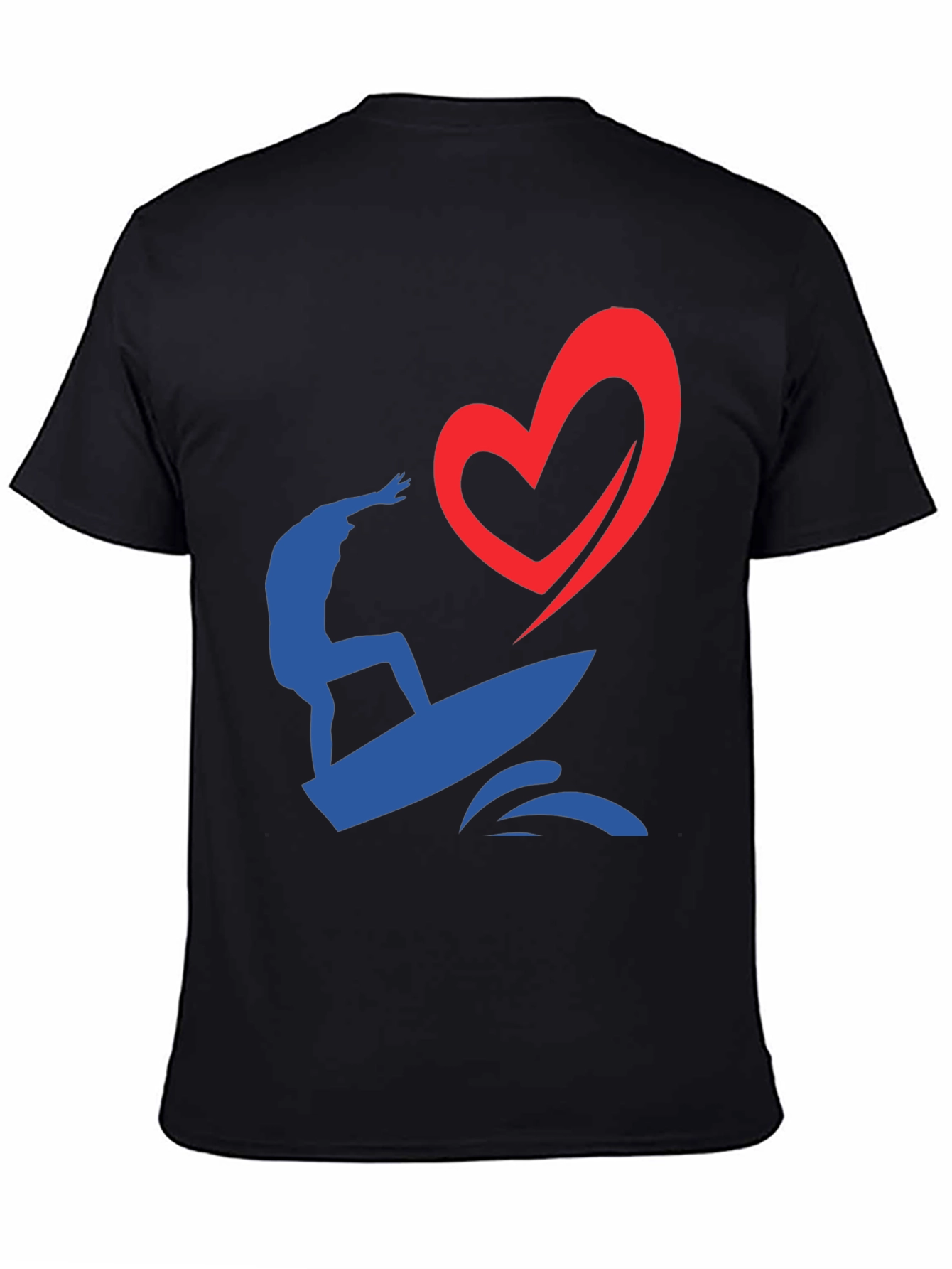 Surfer Love Graphic Tee - Black Cotton Casual Shirt