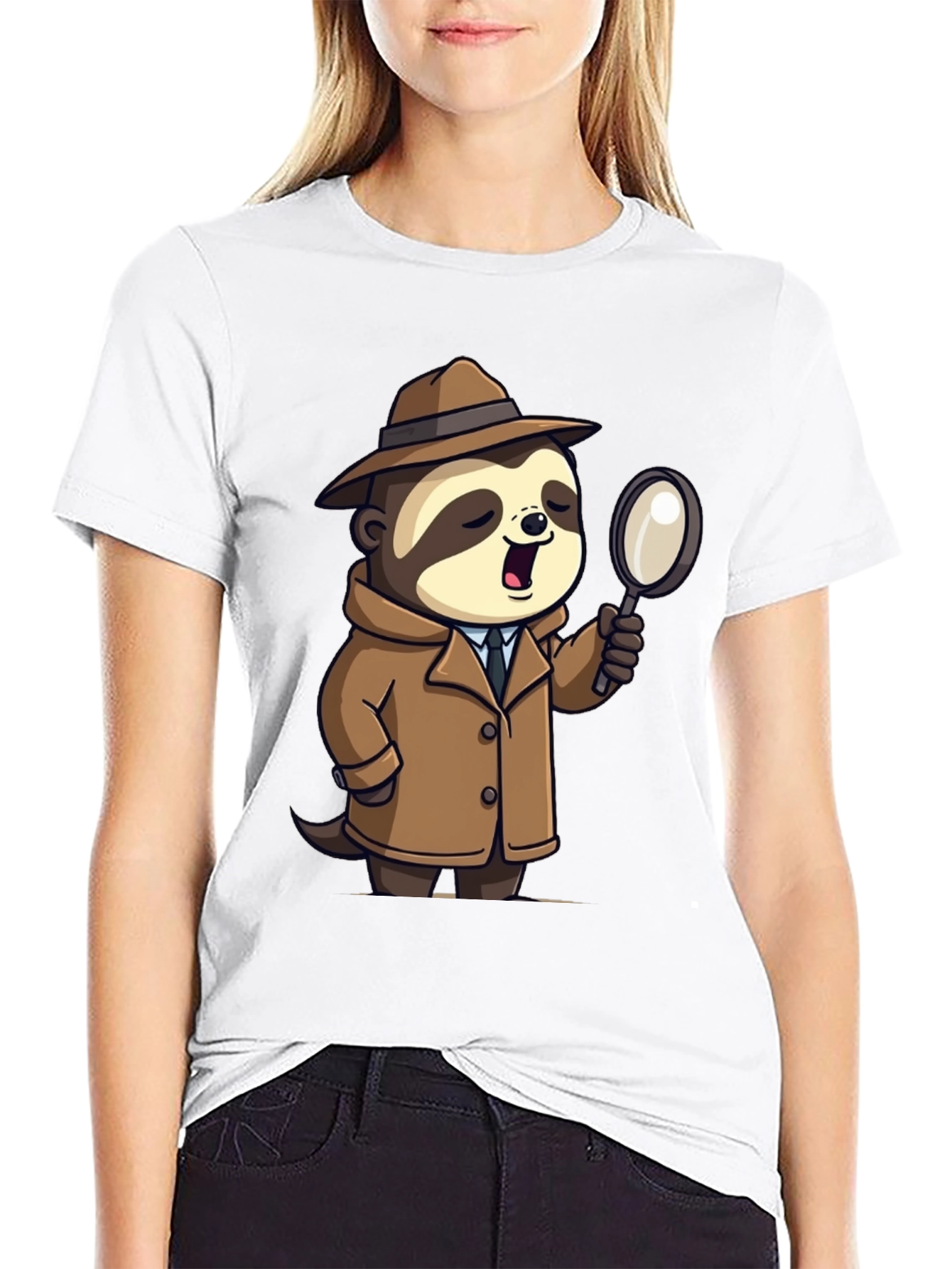 Detective Sloth Graphic Tee - Sleuth in Style!