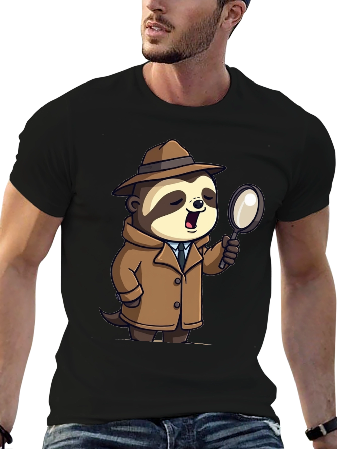 Detective Sloth Graphic Tee - Sleuth in Style!