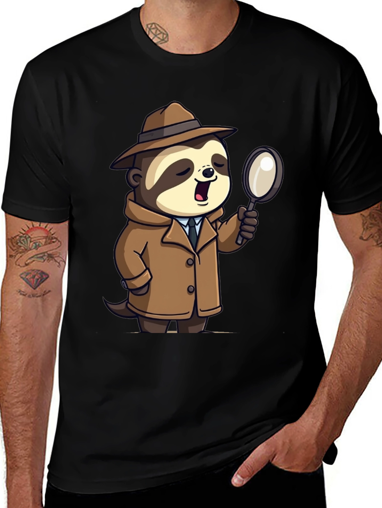 Detective Sloth Graphic Tee - Sleuth in Style!