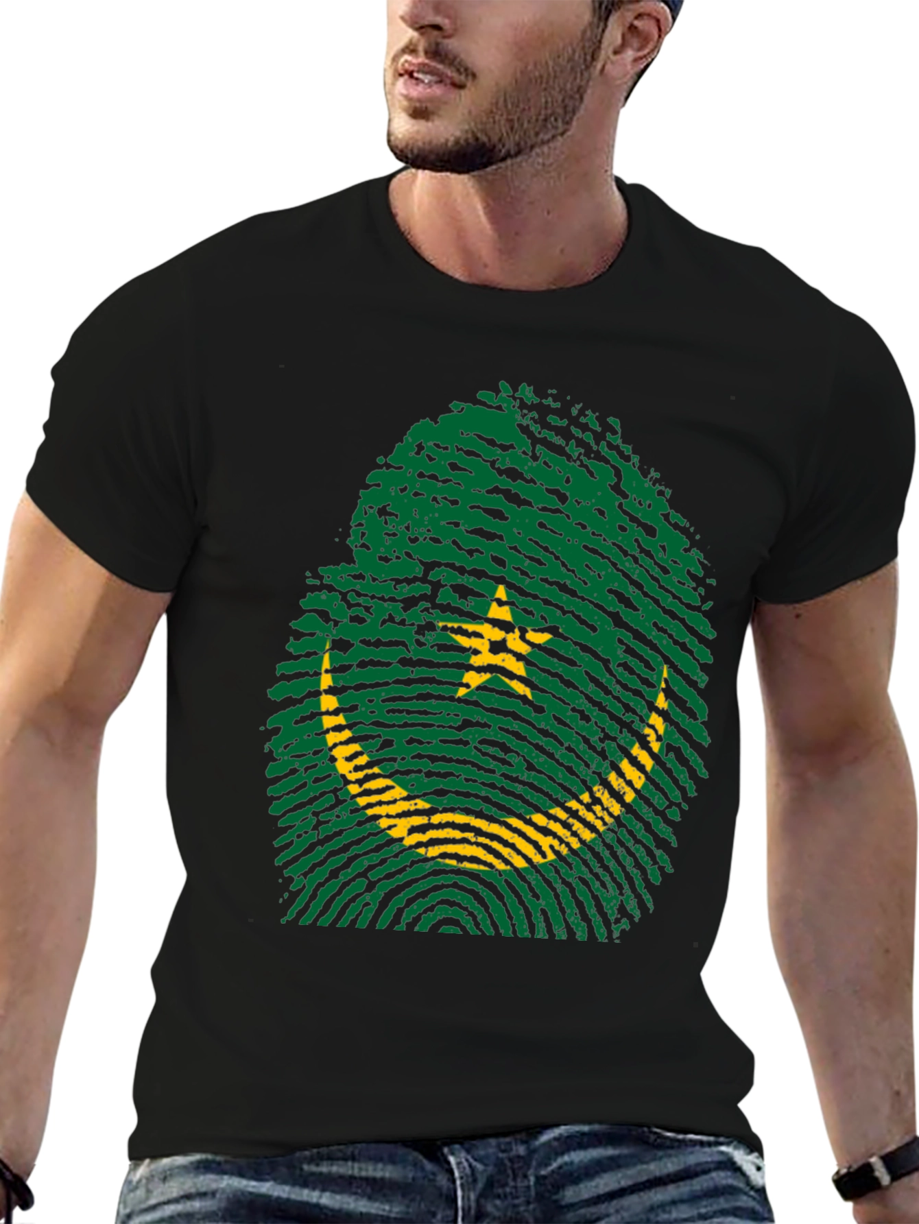 Mauritania Flag Fingerprint T-Shirt