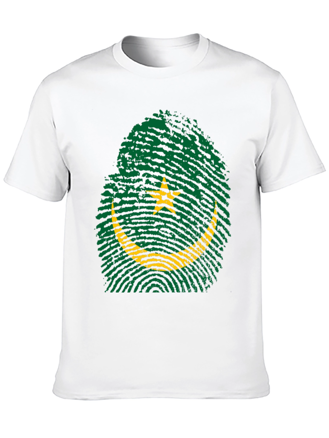 Mauritania Flag Fingerprint T-Shirt