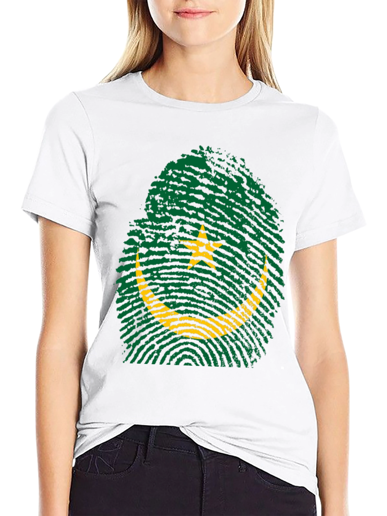 Mauritania Flag Fingerprint T-Shirt