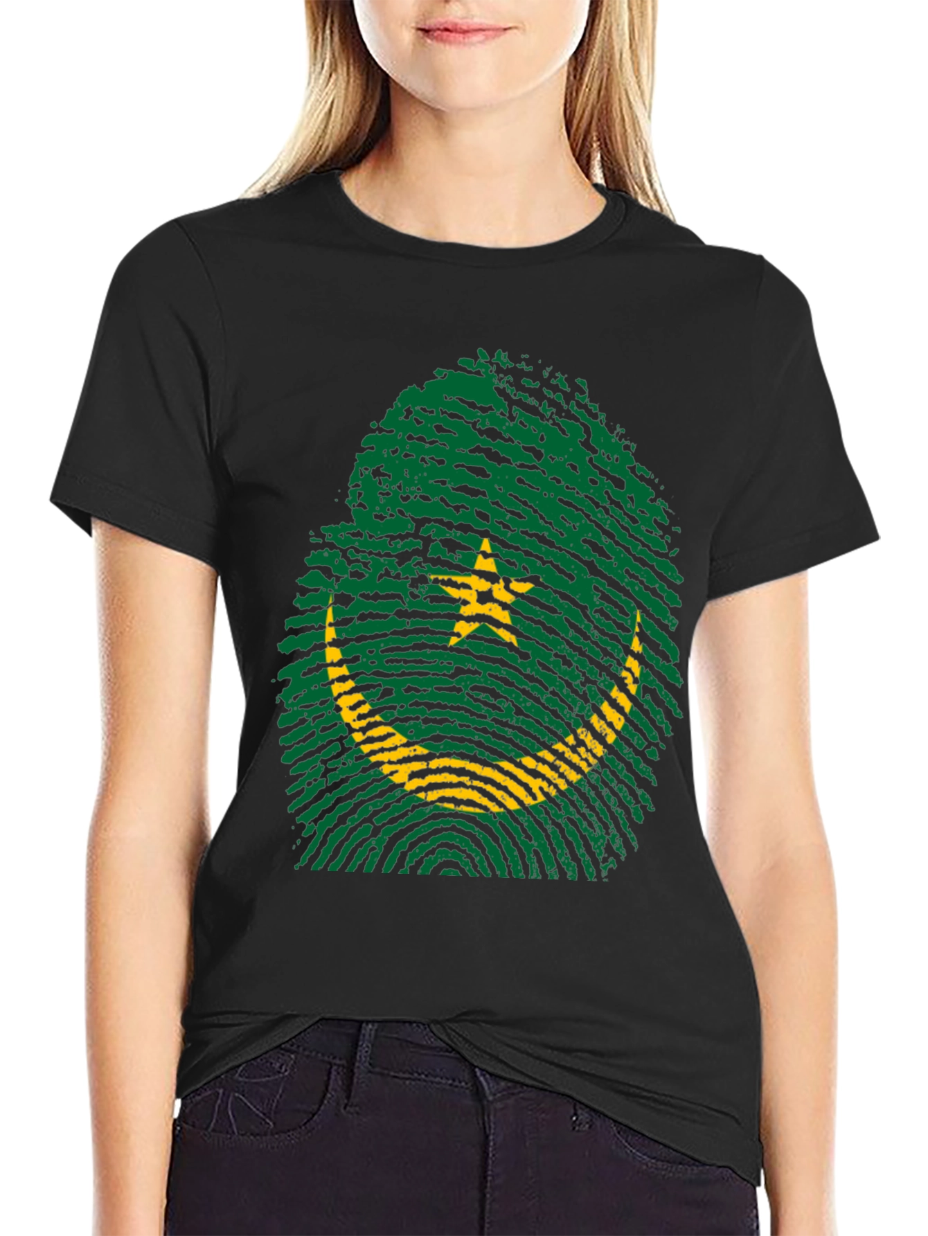 Mauritania Flag Fingerprint T-Shirt