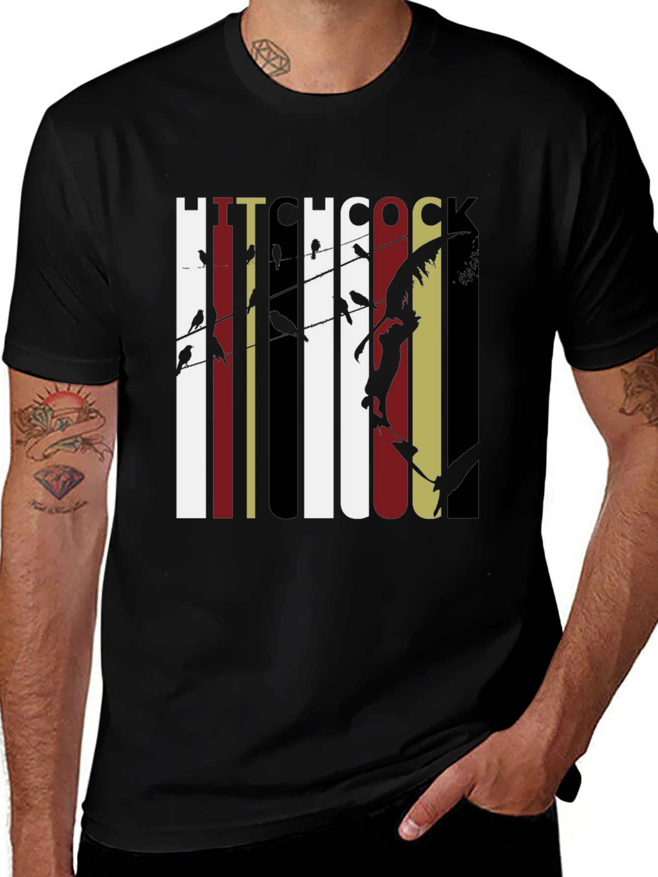 Hitchcock Birds Graphic Tee - Classic Film Fan T-Shirt