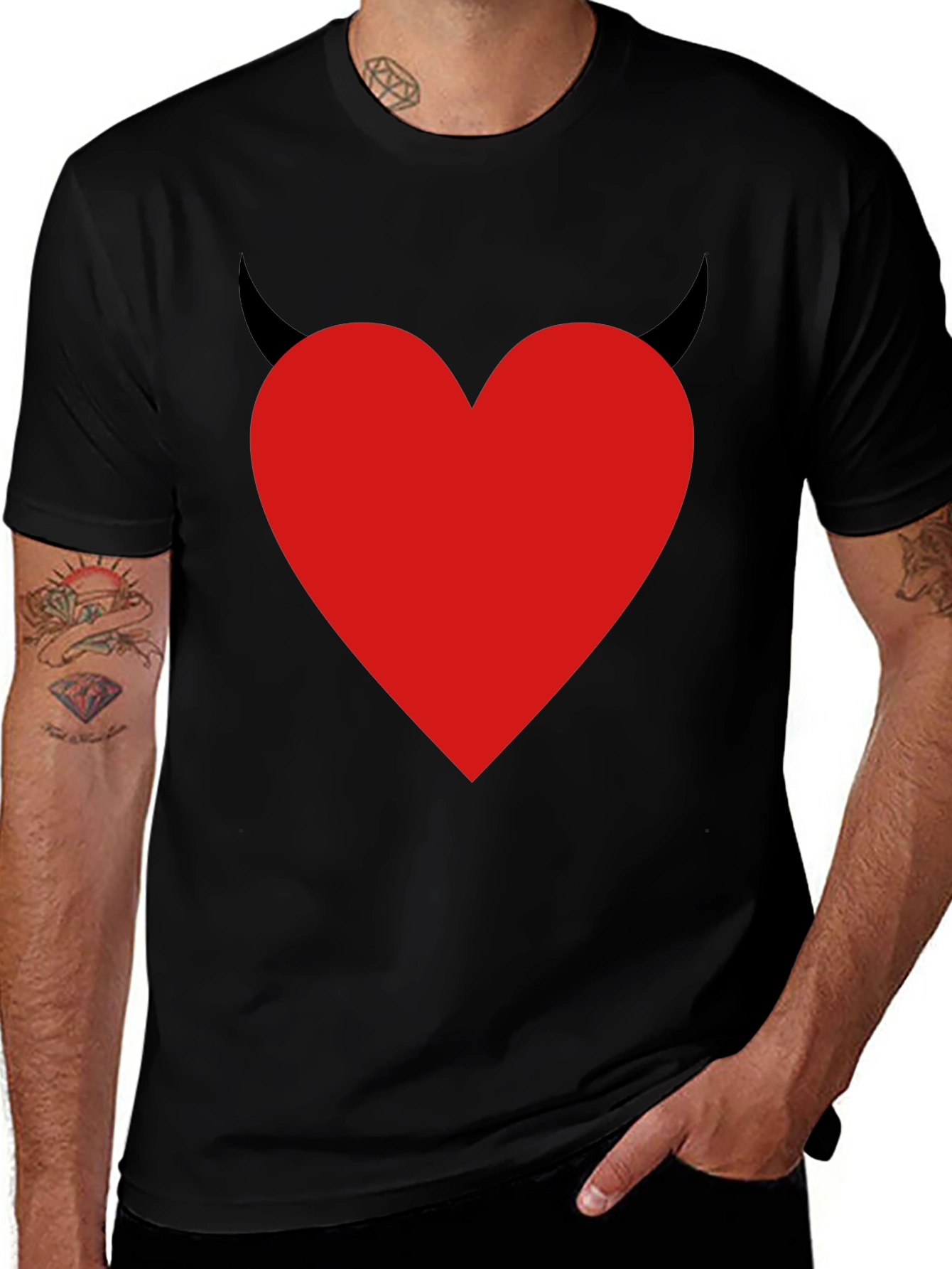 Devil Heart Graphic T-Shirt - Mens Black Tee