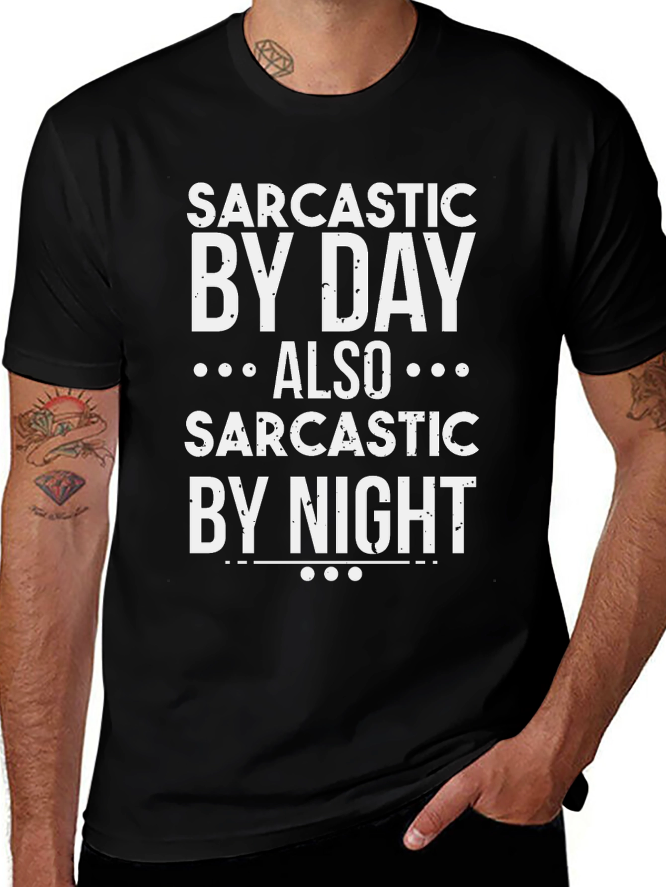 Sarcastic By Day By Night Funny Graphic Tee