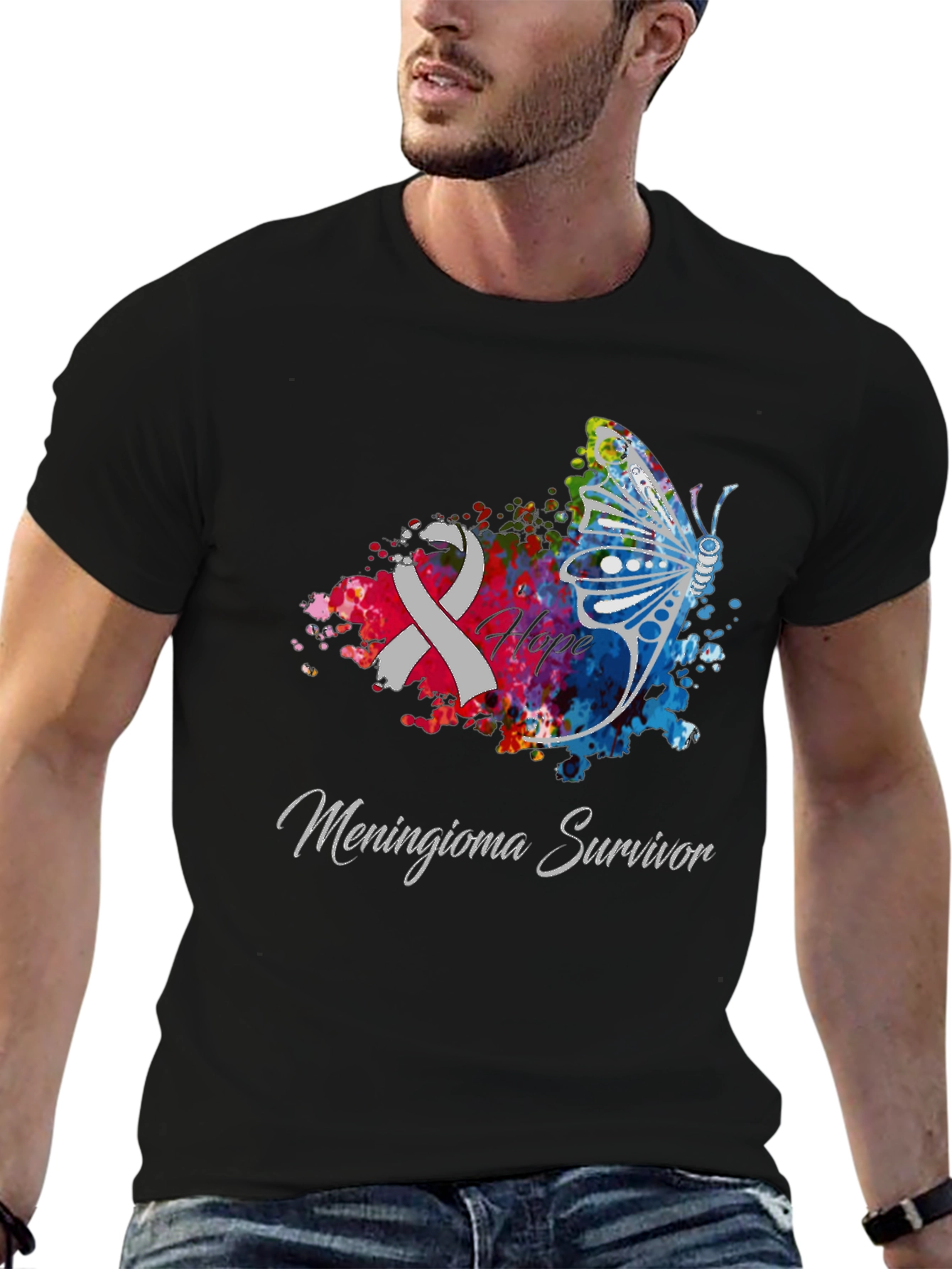 Meningioma Survivor Ribbon Butterfly T-Shirt