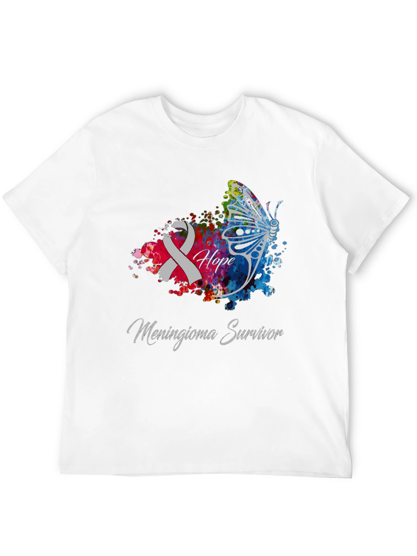 Meningioma Survivor Ribbon Butterfly T-Shirt