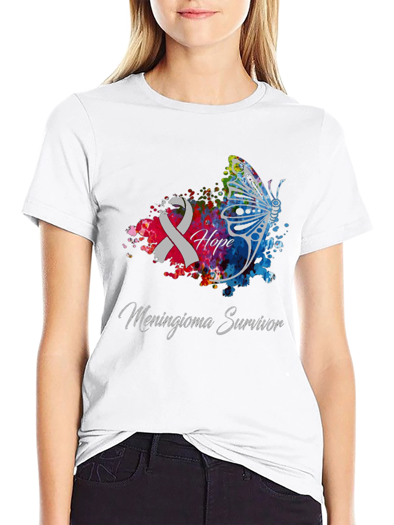 Meningioma Survivor Ribbon Butterfly T-Shirt