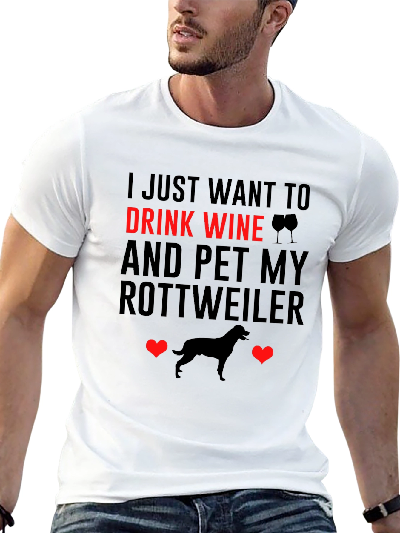 Drink Wine and Pet Rottweiler T-Shirt