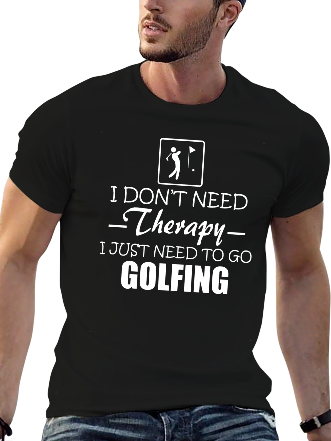 Golfing Therapy T-Shirt - Black Humor Tee