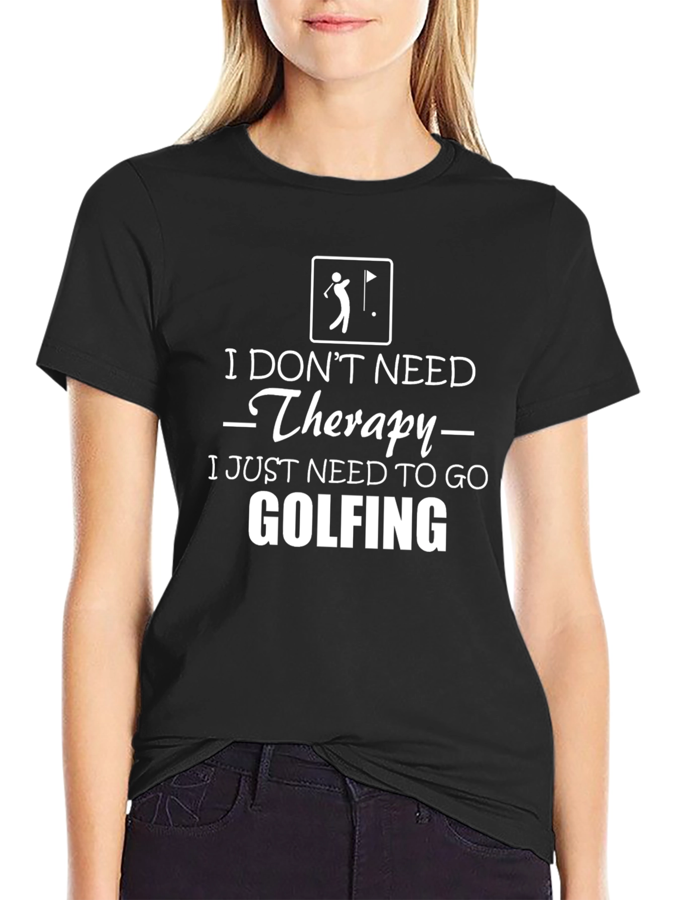 Golfing Therapy T-Shirt - Black Humor Tee