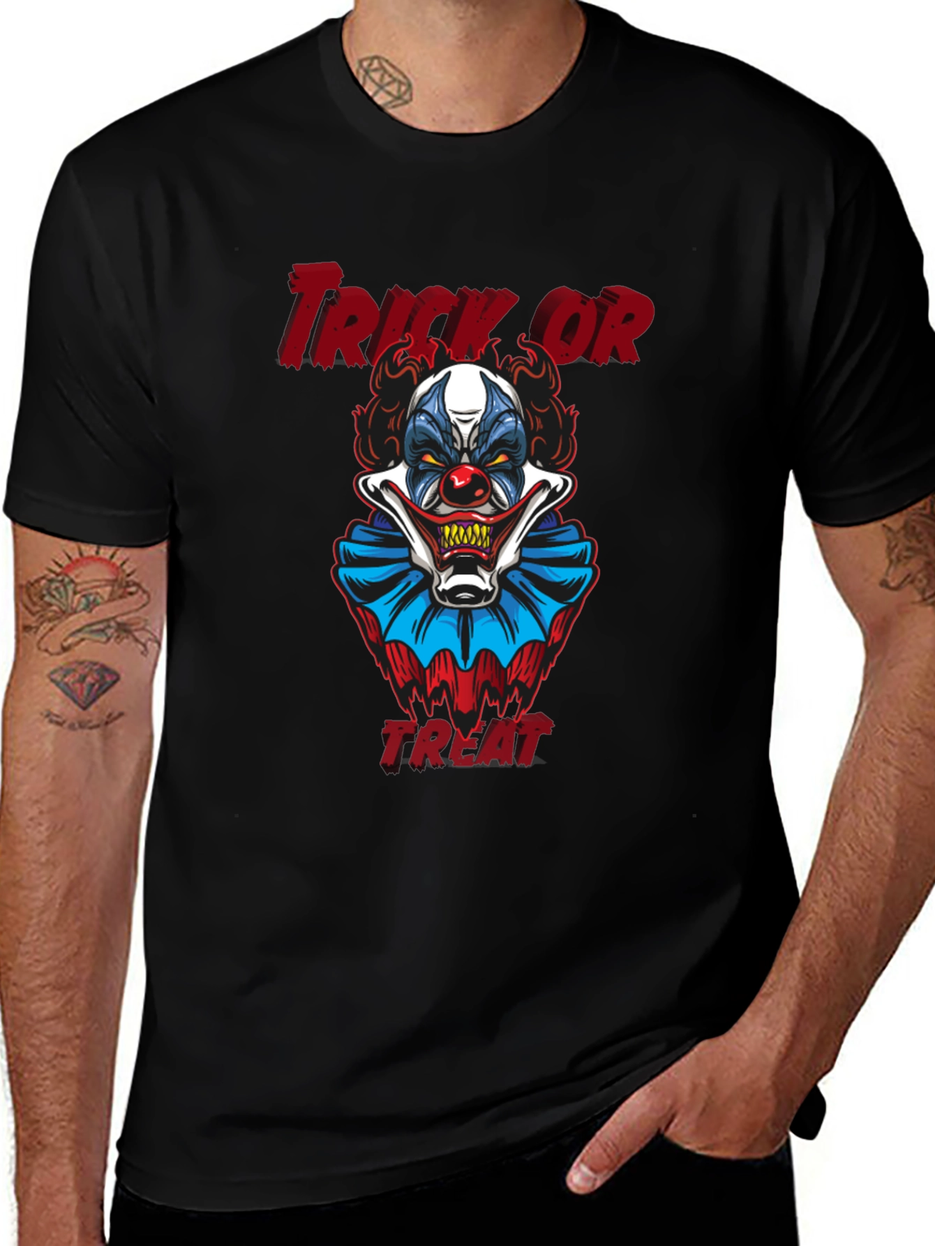 Scary Clown Trick or Treat Halloween Graphic T-Shirt
